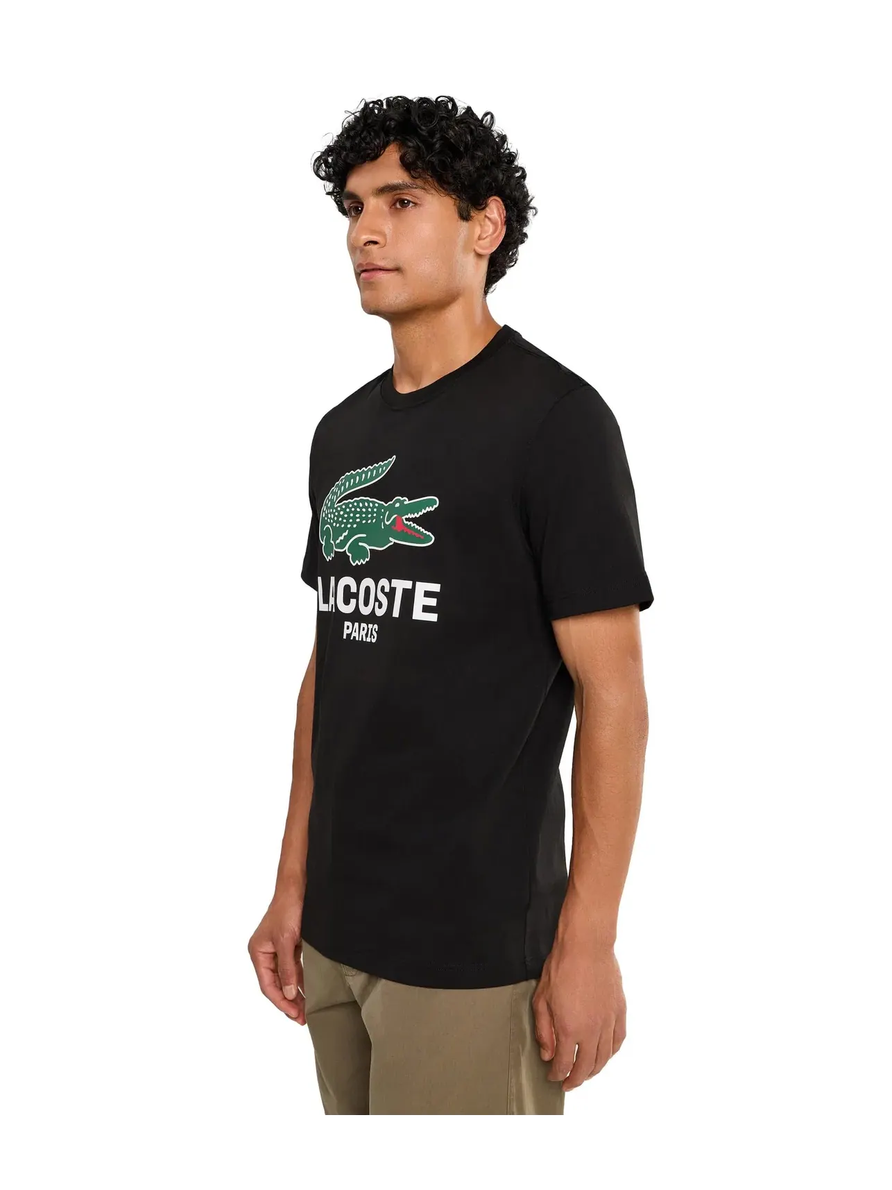 Хлопковая футболка с принтом Lacoste — изображение 3 из 5, черный