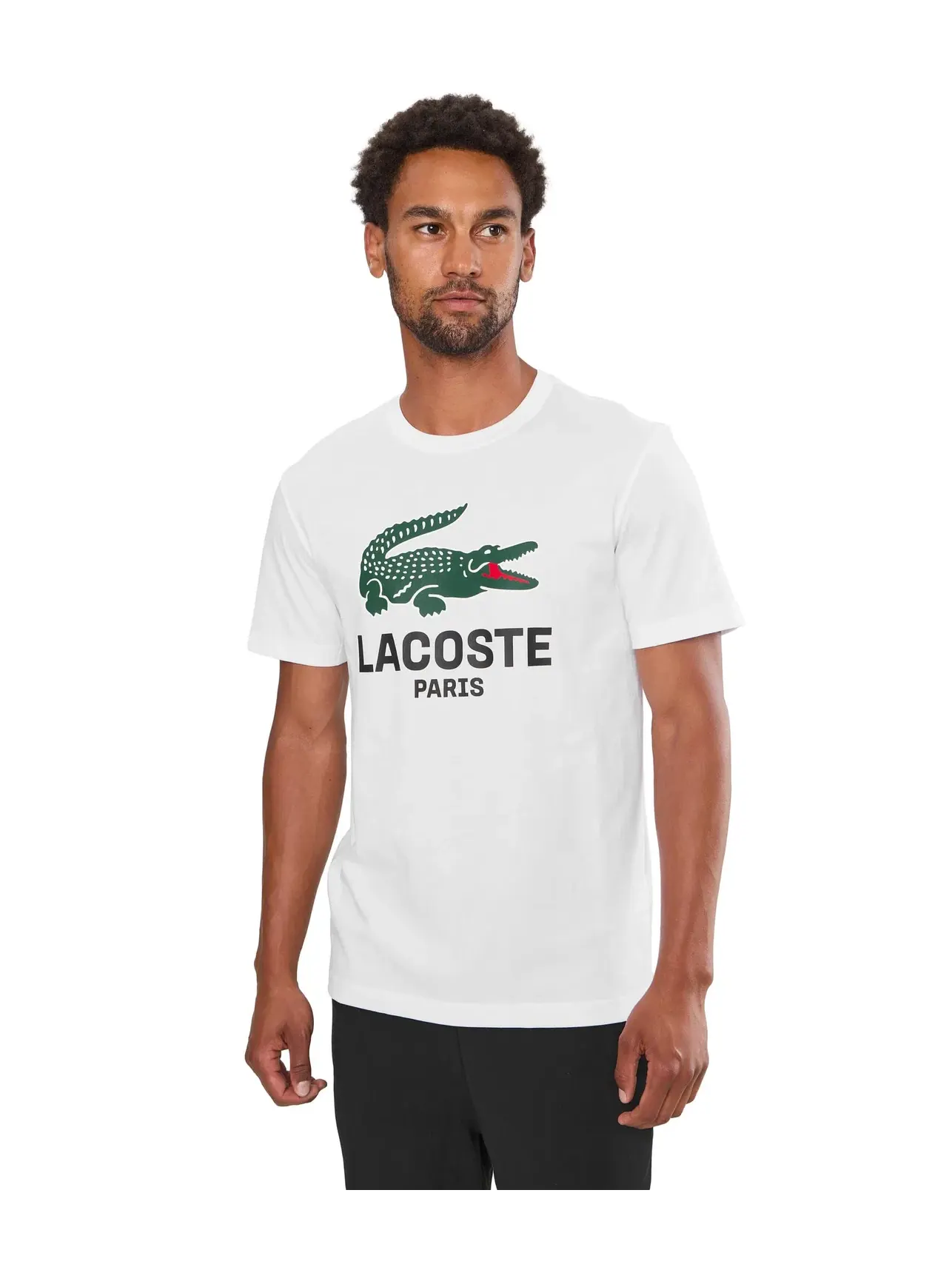 Хлопковая футболка с принтом Lacoste — изображение 1 из 5, белый