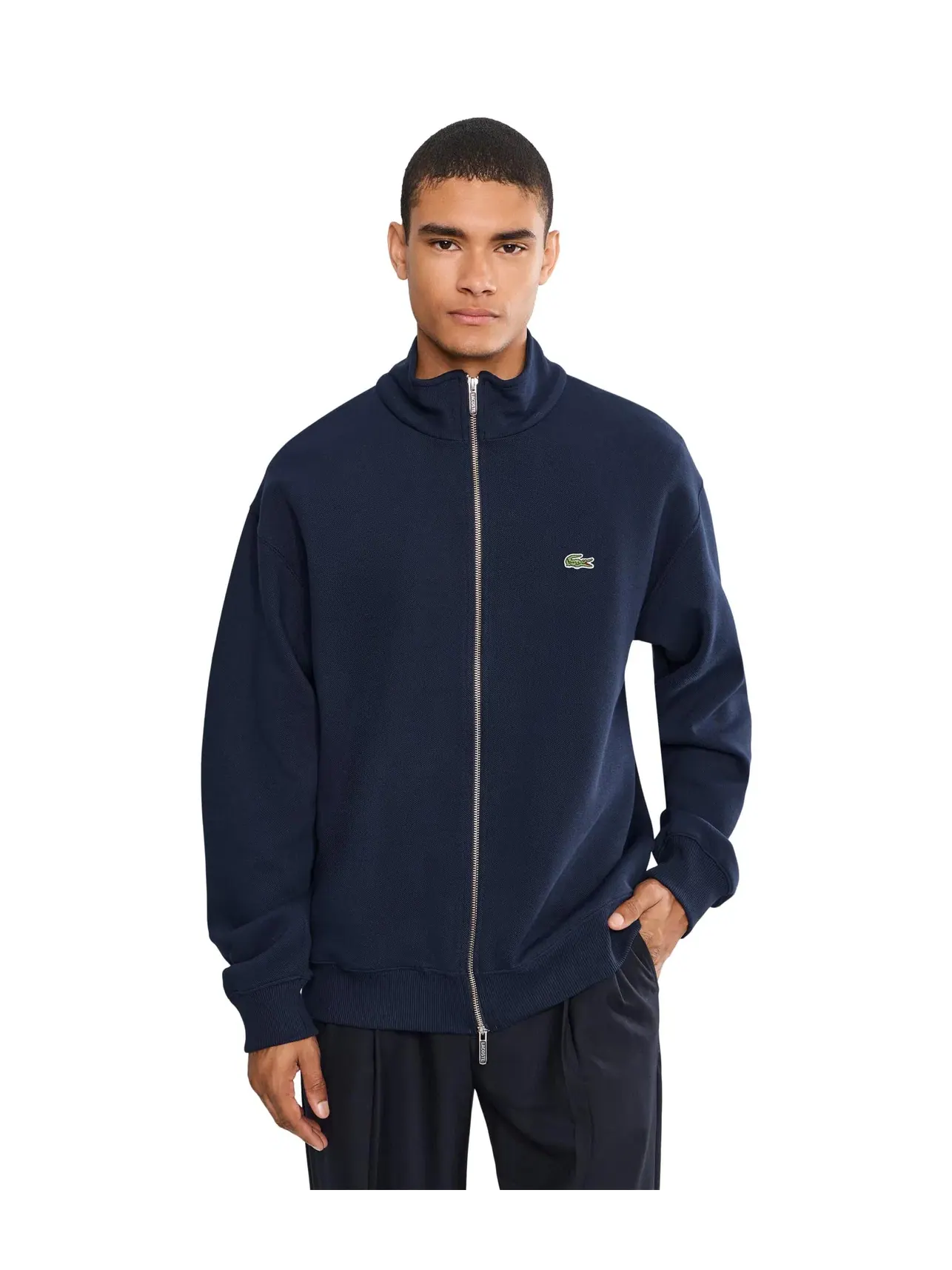 Двусторонняя толстовка пике на молнии Lacoste — изображение 1 из 5, темно-синий