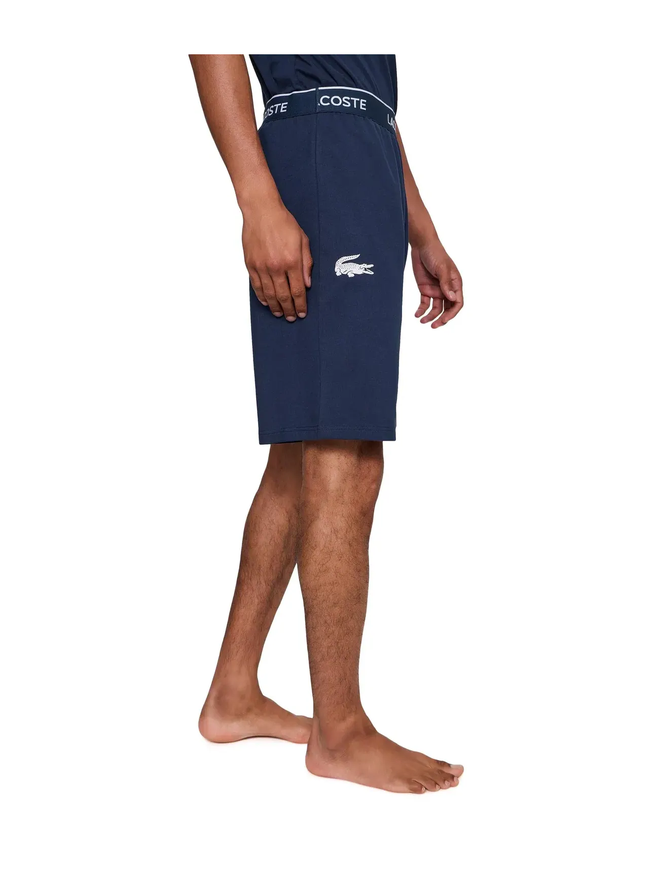Прямые флисовые пижамные шорты Lacoste — изображение 3 из 5, темно-синий синий/белый