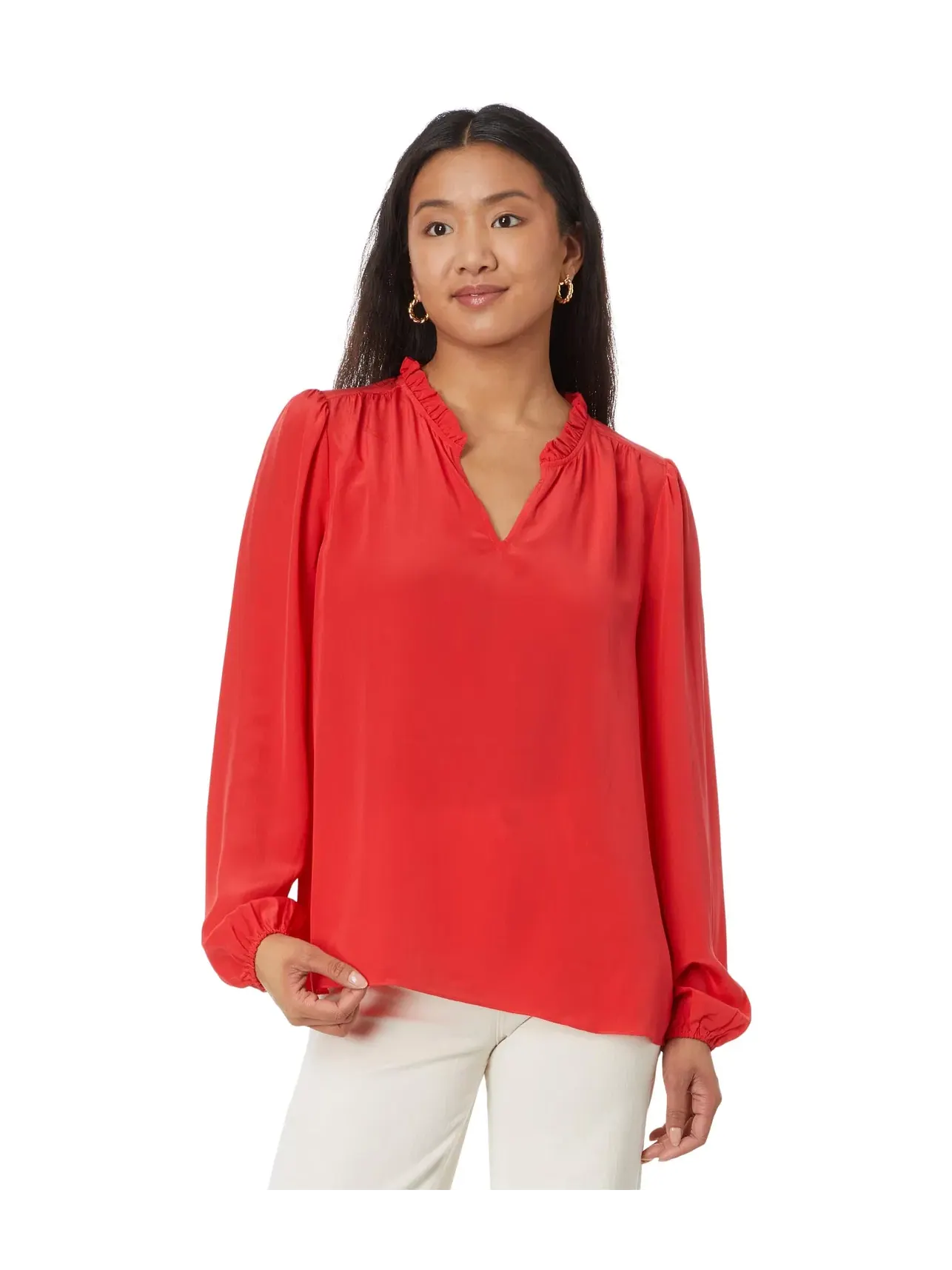 Лонгслив из шелка Giana Long Sleeve Silk To Lilly Pulitzer — изображение 1 из 4, красный