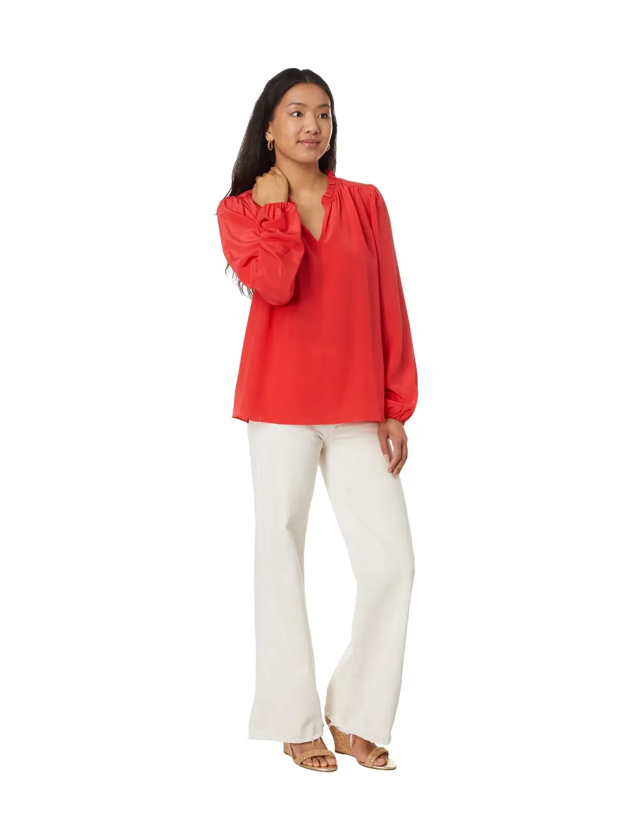 Лонгслив из шелка Giana Long Sleeve Silk To Lilly Pulitzer — изображение 4 из 4, красный