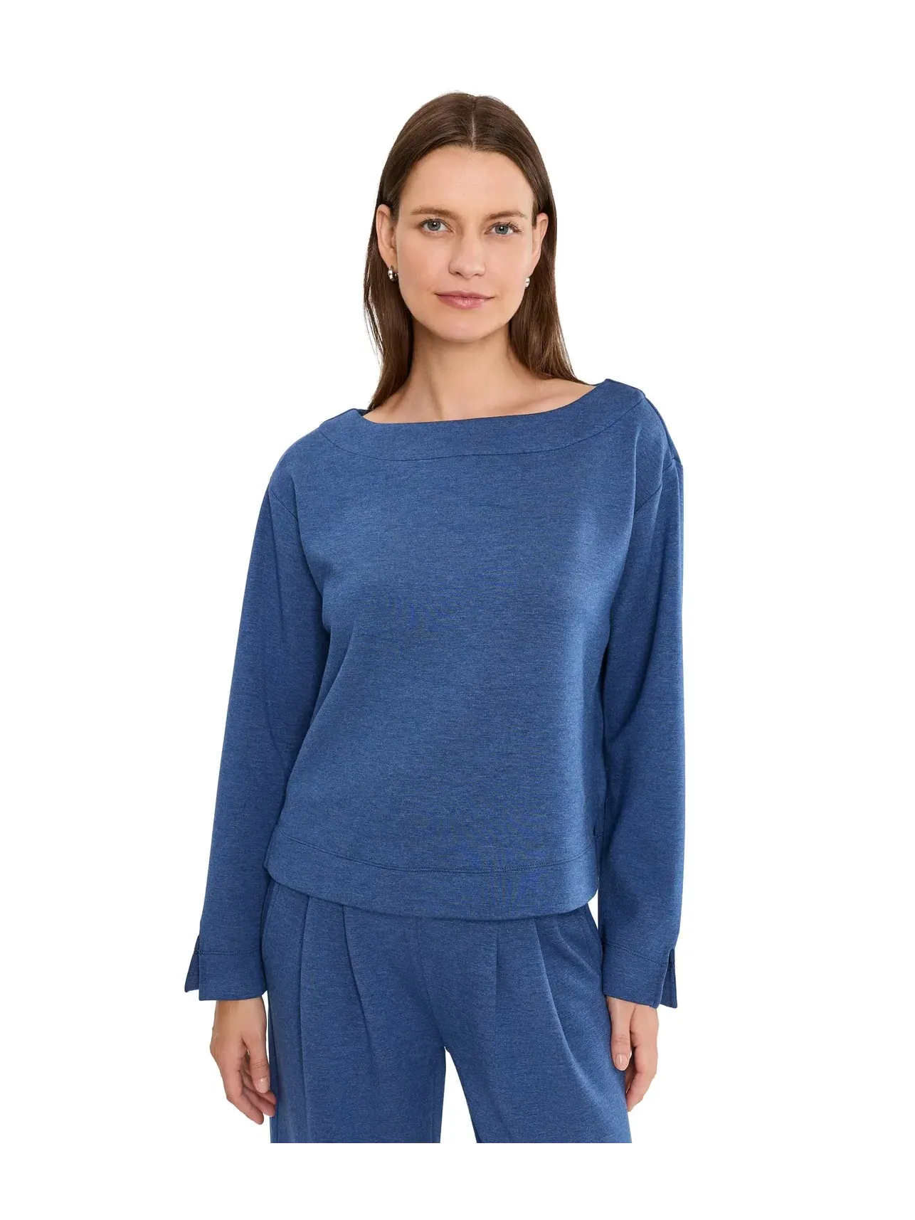 Лонгслив с вырезом лодочка Long Sleeve Boatneck Top Liverpool Los Angeles — изображение 1 из 5, темно-синий