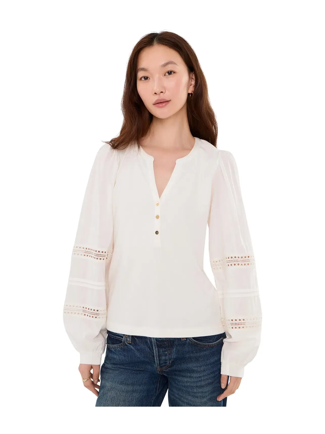 Трикотажный топ с длинным рукавом Ronson Long Sleeve Knit Top Lilly Pulitzer — изображение 1 из 5, кокос