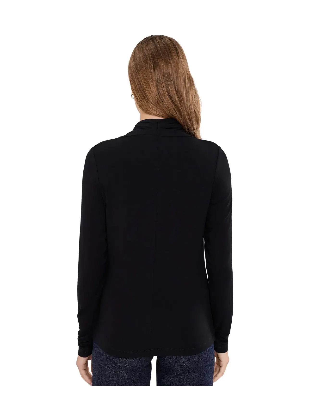 Трикотажный топ с запашным вырезом и длинным рукавом Long Sleeve Wrap Neck Knit Top Liverpool Los Angeles, черный