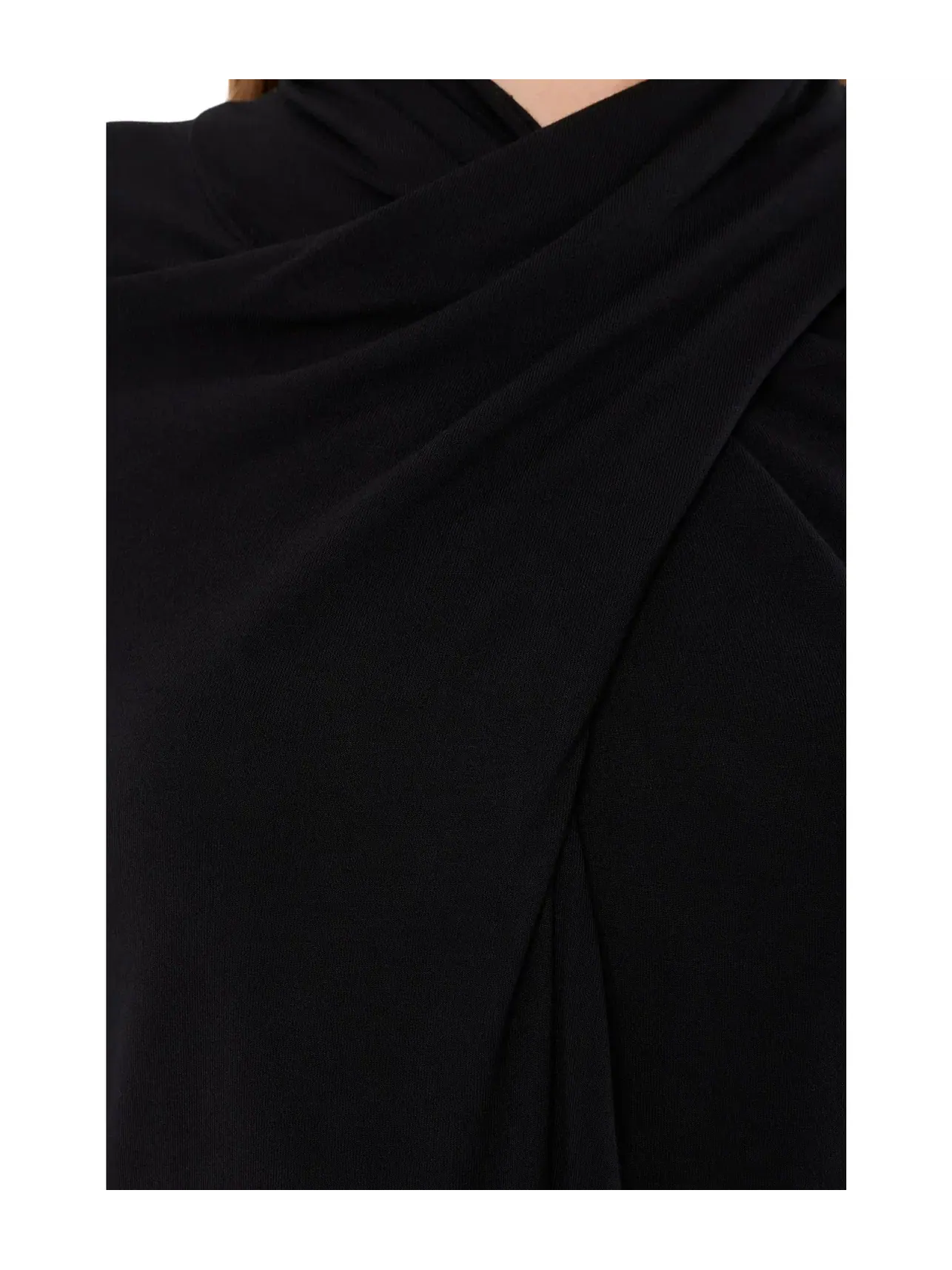 Трикотажный топ с запашным вырезом и длинным рукавом Long Sleeve Wrap Neck Knit Top Liverpool Los Angeles, черный