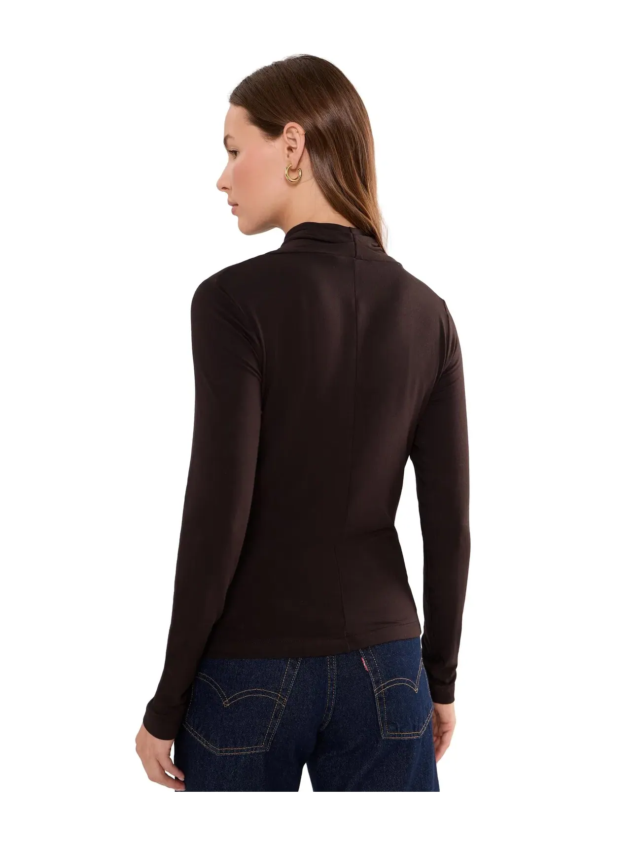 Трикотажный топ с запашным вырезом и длинным рукавом Long Sleeve Wrap Neck Knit Top Liverpool Los Angeles, ява