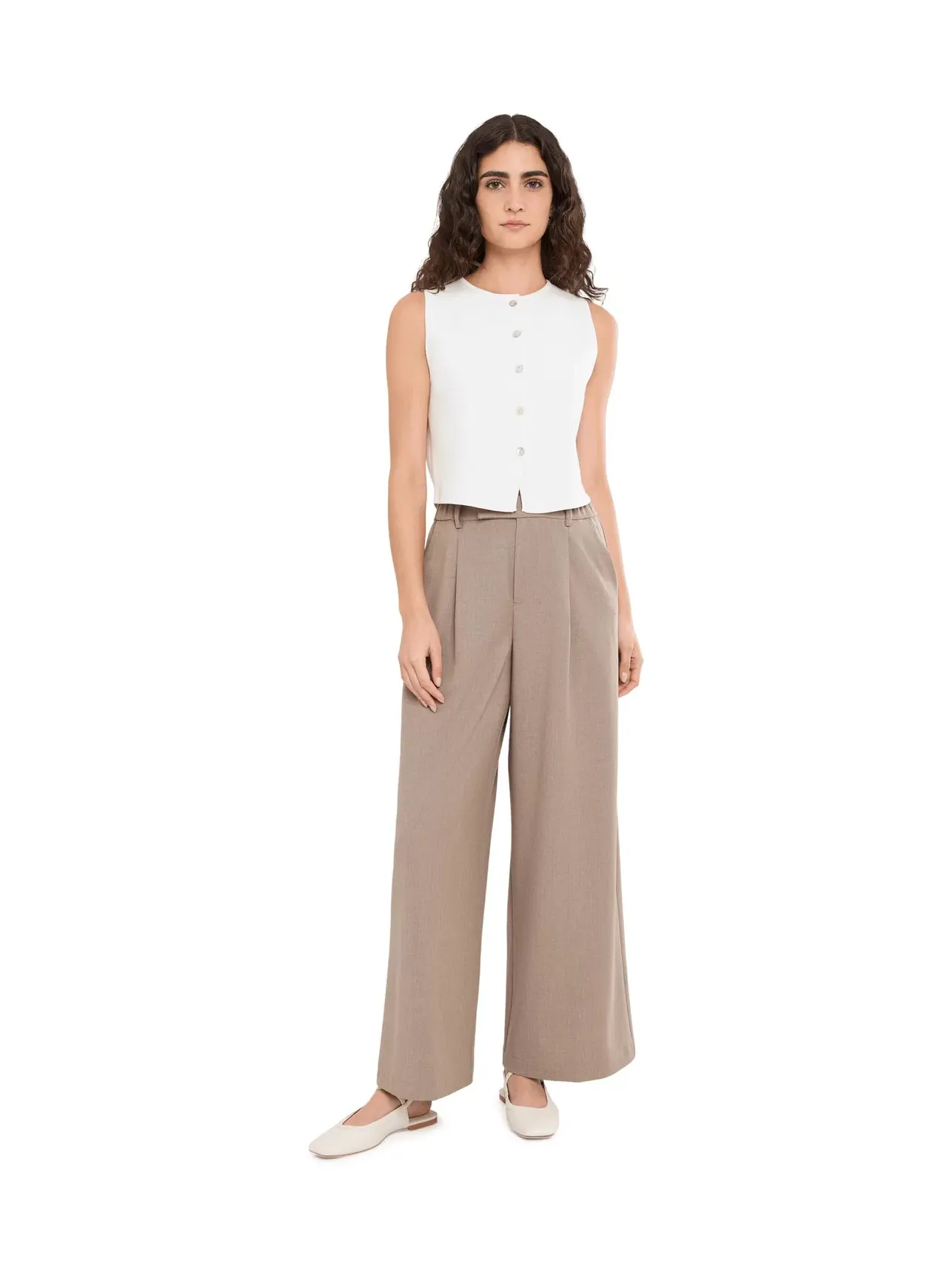 Брюки 30" High-Rise Wide Leg Trousers Liverpool Los Angeles — изображение 2 из 5, хаки