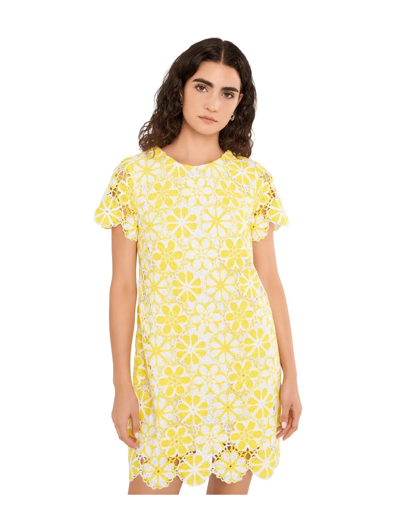 Платье-трапеция вязаное крючком Cortney Crochet Shift Lilly Pulitzer — изображение 1 из 5, желтый