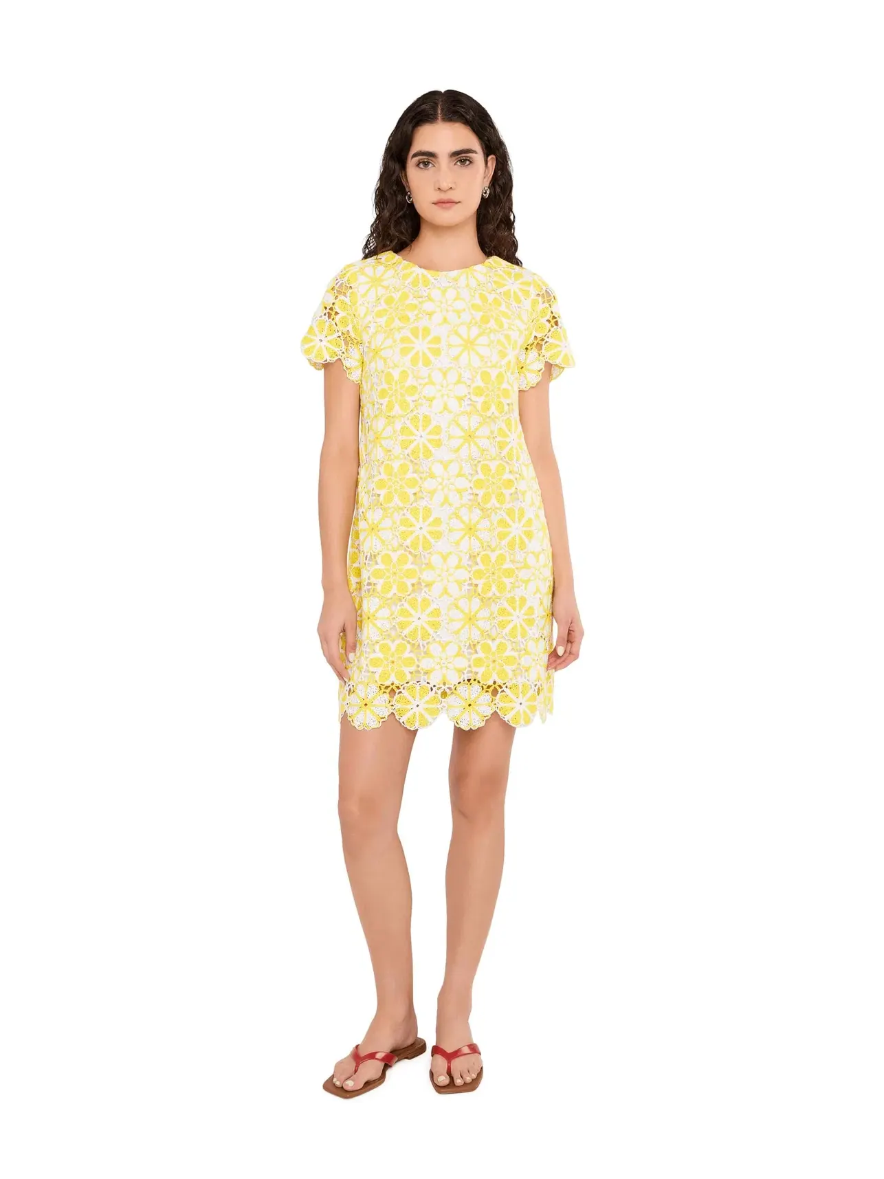 Платье-трапеция вязаное крючком Cortney Crochet Shift Lilly Pulitzer — изображение 2 из 5, желтый