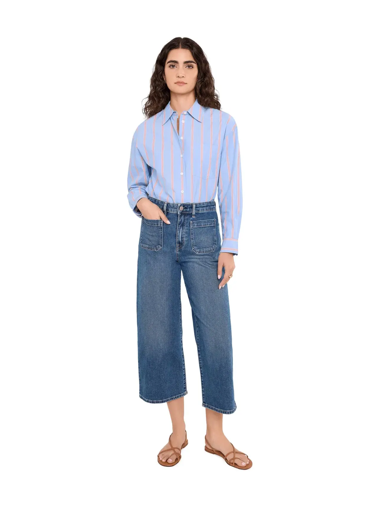 Джинсы с высокой посадкой и широкими штанинами Lauren Ralph Lauren — изображение 2 из 5, синий