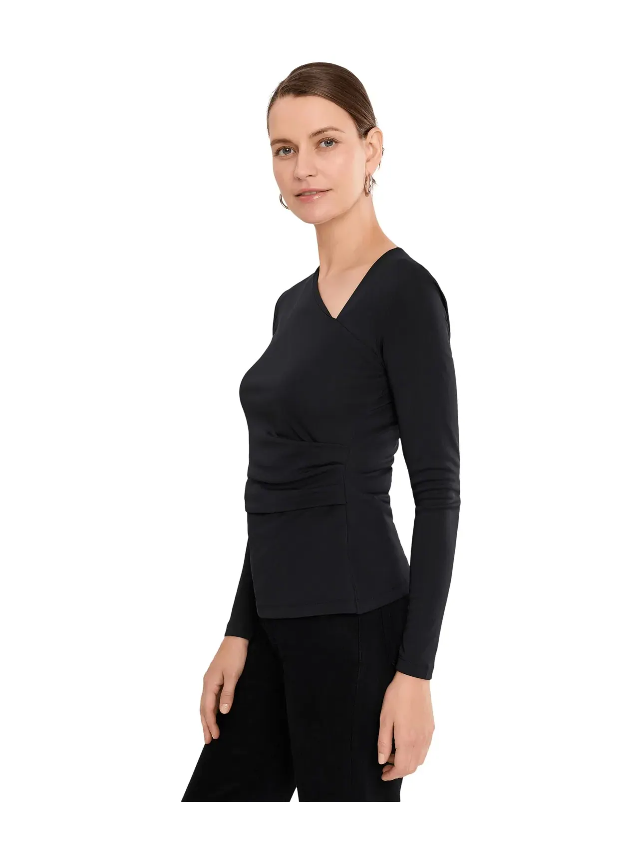 Топ асимметричный с длинным рукавом Jersey Asymmetrical Long Sleeve Top Lauren Ralph Lauren — изображение 3 из 5, черный
