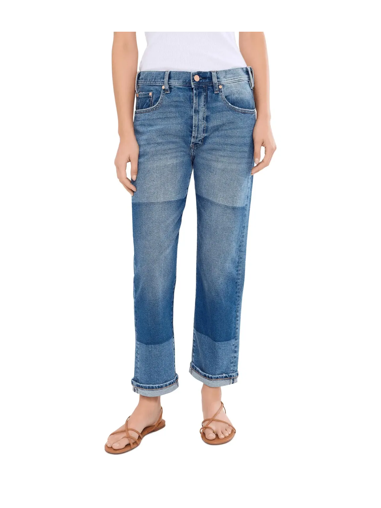 Джинсы 27" Sloane Slouchy Mid-Rise Girlfriend Cuffed Jeans with Removed Patch Liverpool Los Angeles — изображение 1 из 5