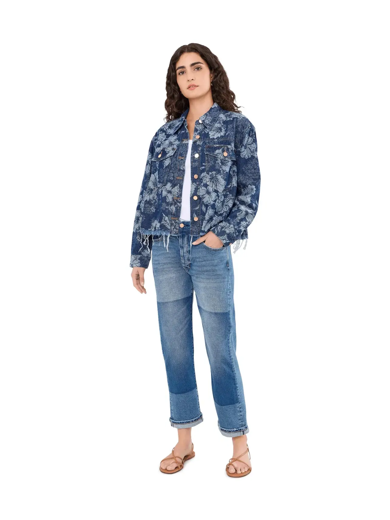 Джинсы 27" Sloane Slouchy Mid-Rise Girlfriend Cuffed Jeans with Removed Patch Liverpool Los Angeles — изображение 2 из 5