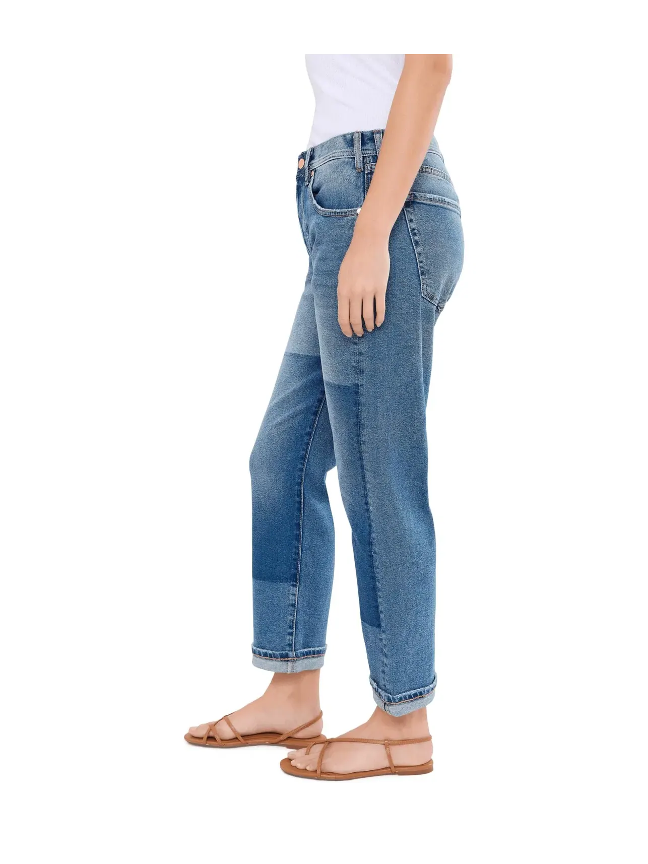 Джинсы 27" Sloane Slouchy Mid-Rise Girlfriend Cuffed Jeans with Removed Patch Liverpool Los Angeles — изображение 3 из 5