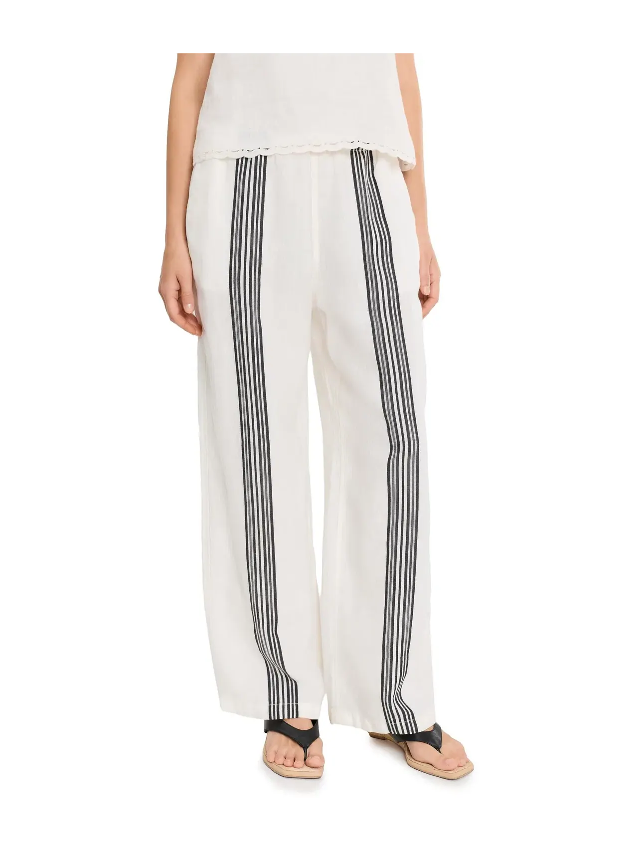 Брюки из льна на резинке с яркой полоской Linen Pull-On Bold Stripe Madewell — изображение 1 из 5, черный