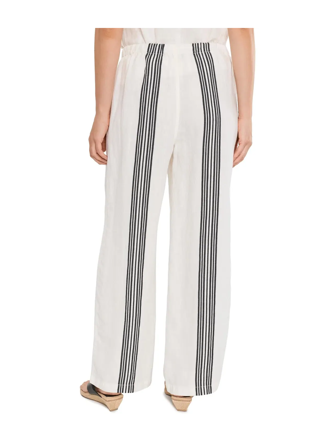 Брюки из льна на резинке с яркой полоской Linen Pull-On Bold Stripe Madewell — изображение 4 из 5, черный