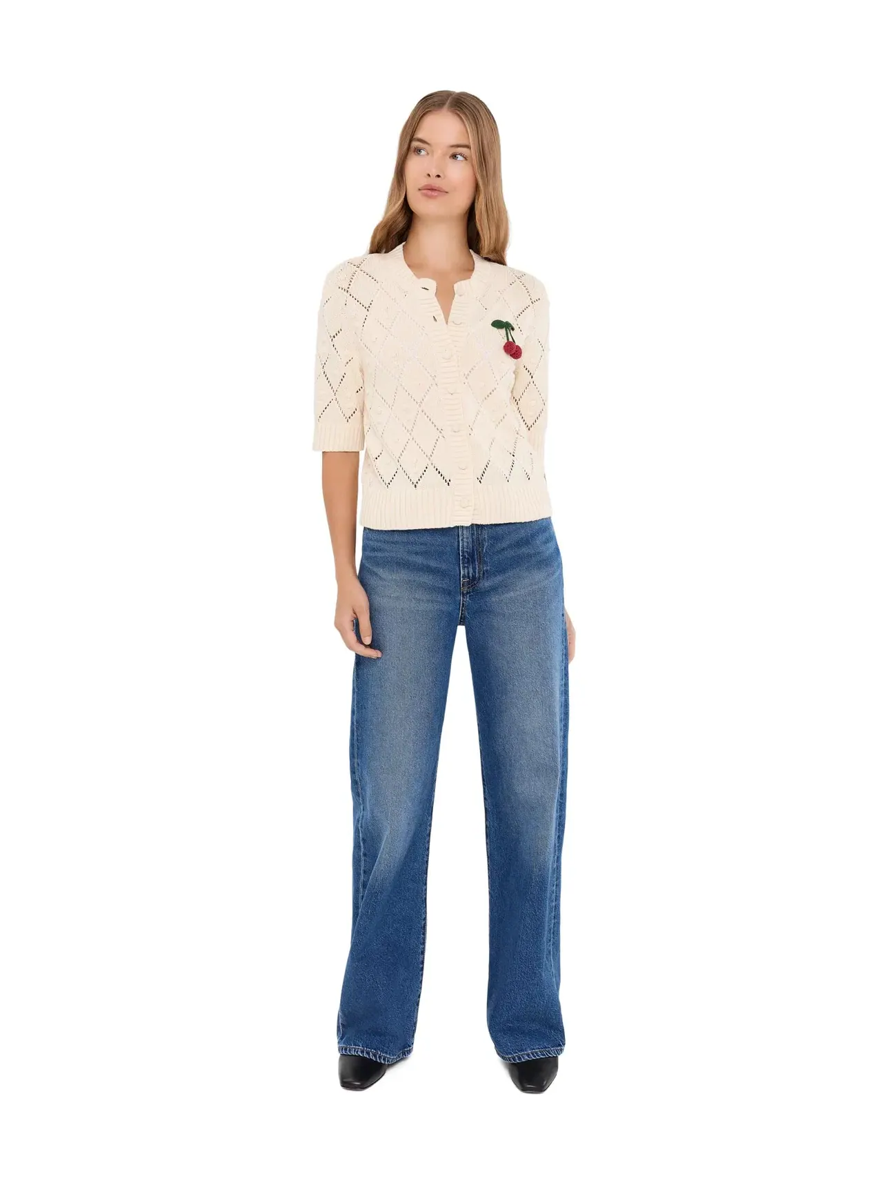 Кардиган с коротким рукавом Kate Cotton Bauble Solid Madewell — изображение 2 из 5, холст