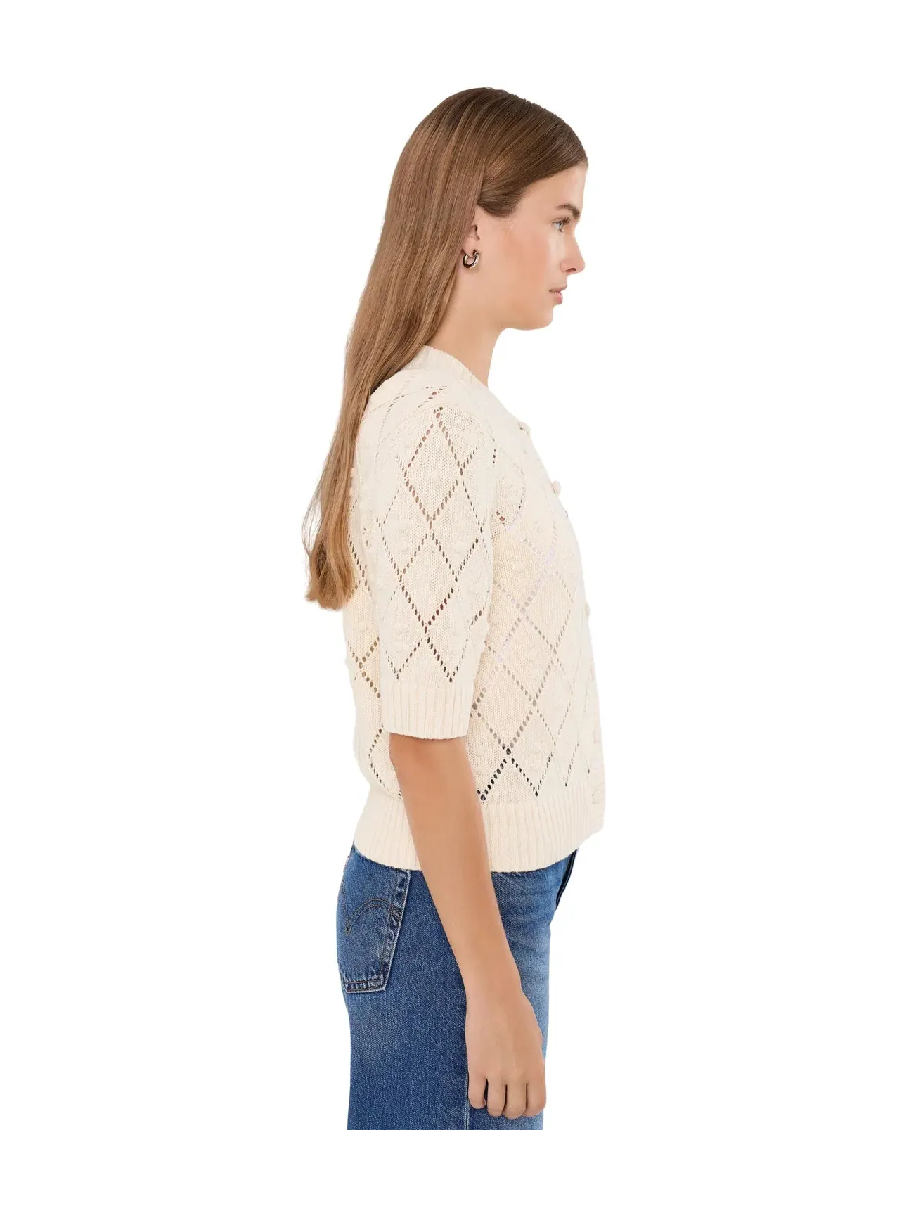 Кардиган с коротким рукавом Kate Cotton Bauble Solid Madewell — изображение 3 из 5, холст