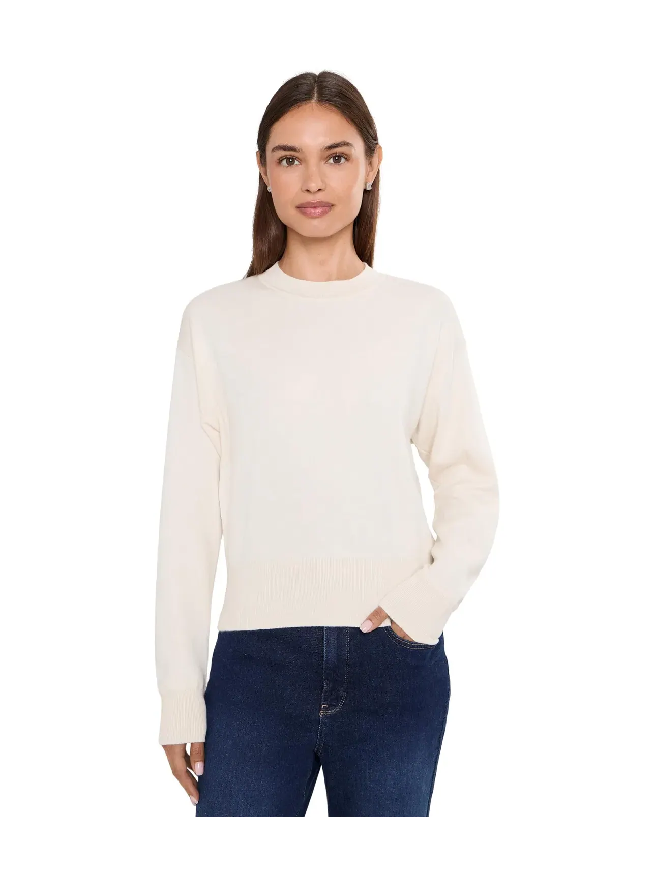 Свитер из мериноса и шелка с клиньями Merino Silk Wedged Casey Crew Madewell — изображение 1 из 5, холст