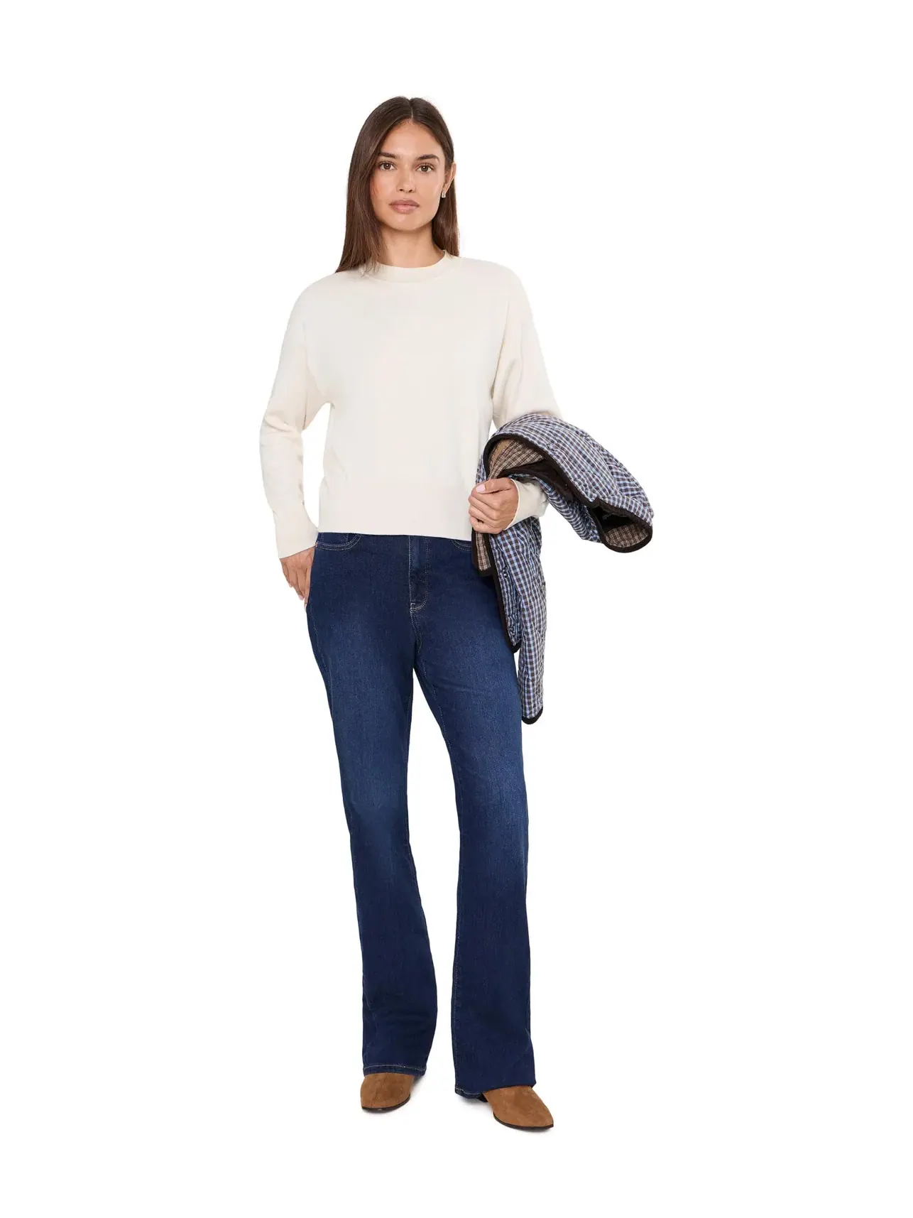 Свитер из мериноса и шелка с клиньями Merino Silk Wedged Casey Crew Madewell — изображение 2 из 5, холст