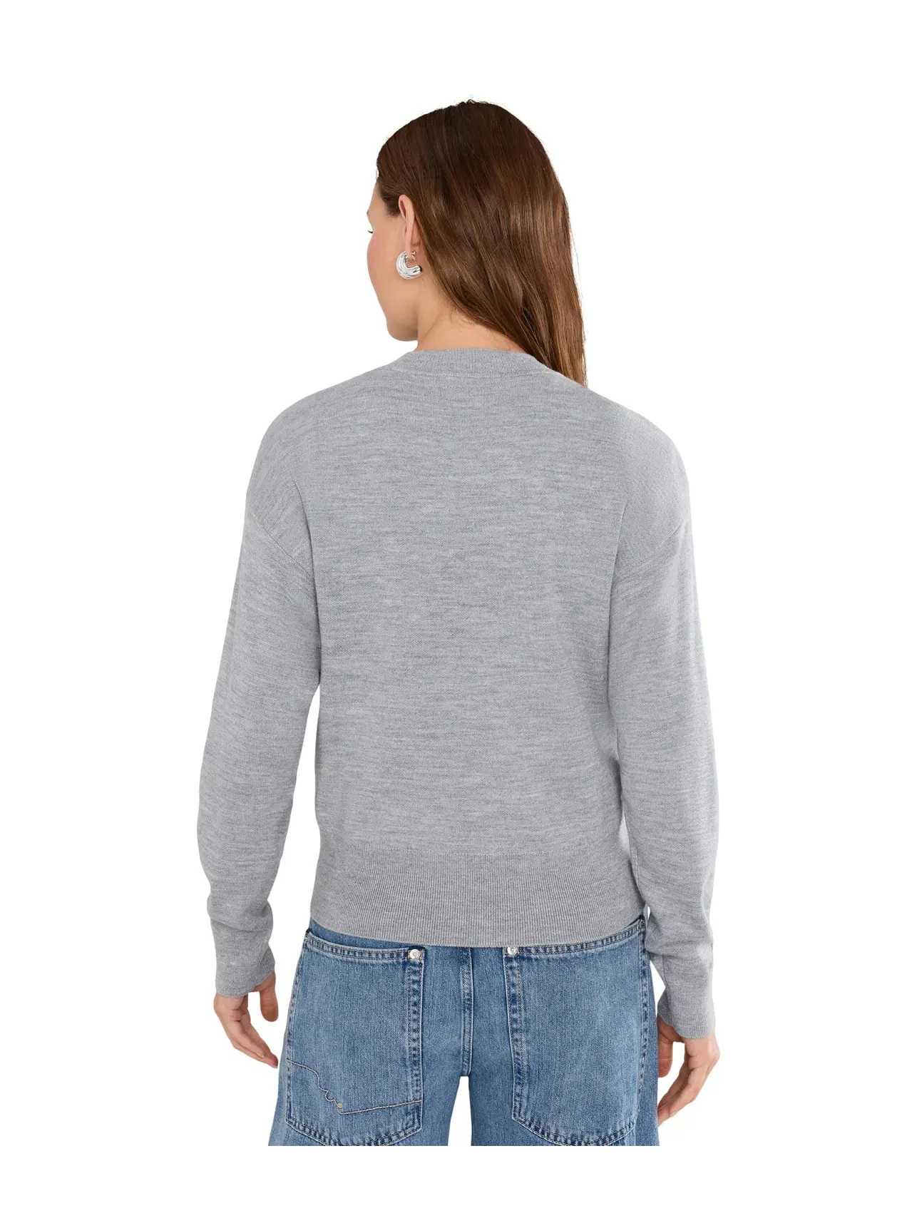 Свитер из мериноса и шелка с клиньями Merino Silk Wedged Casey Crew Madewell — изображение 4 из 5, серый