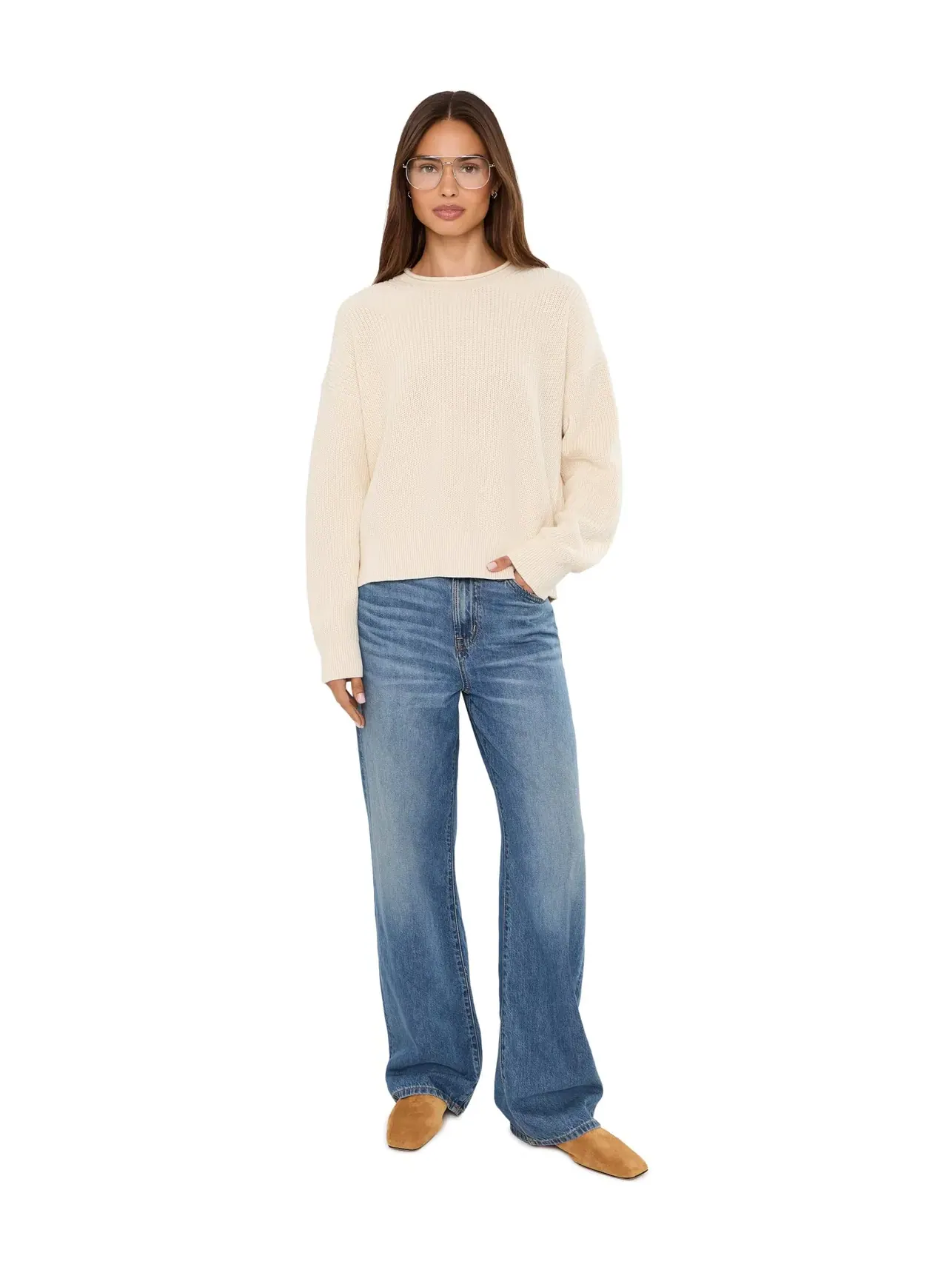 Хлопковый пуловер Arden с высоким воротником 2/32 Madewell — изображение 2 из 5, холст