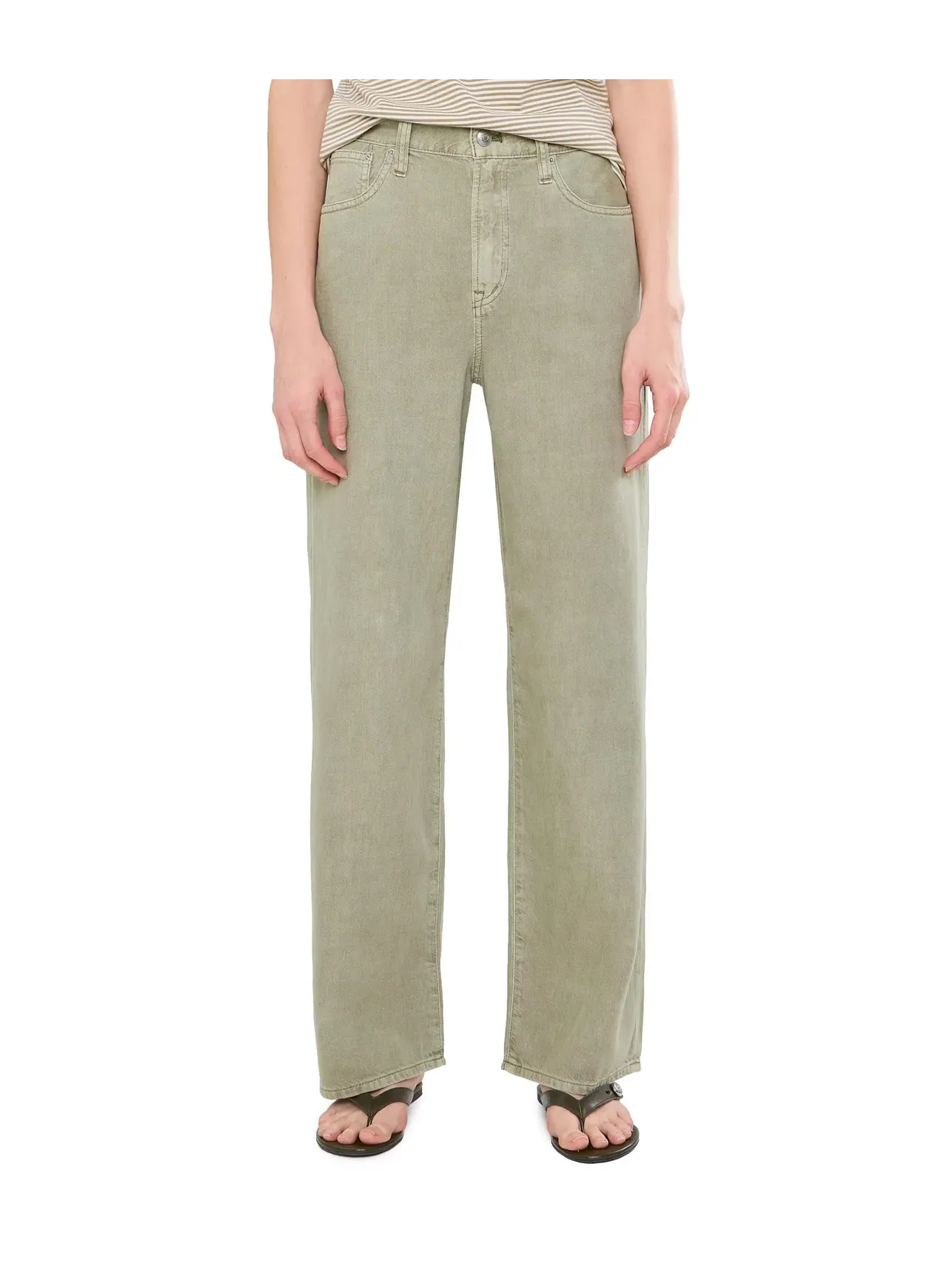 Брюки PV Wide in Airy Chateau Olive Madewell — изображение 1 из 5, оливковый
