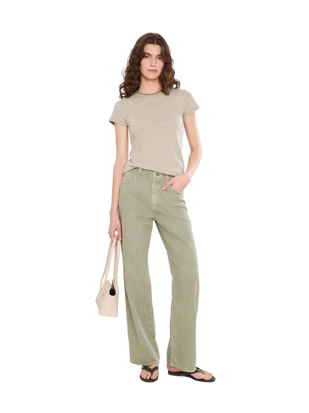 Брюки PV Wide in Airy Chateau Olive Madewell — изображение 2 из 5, оливковый
