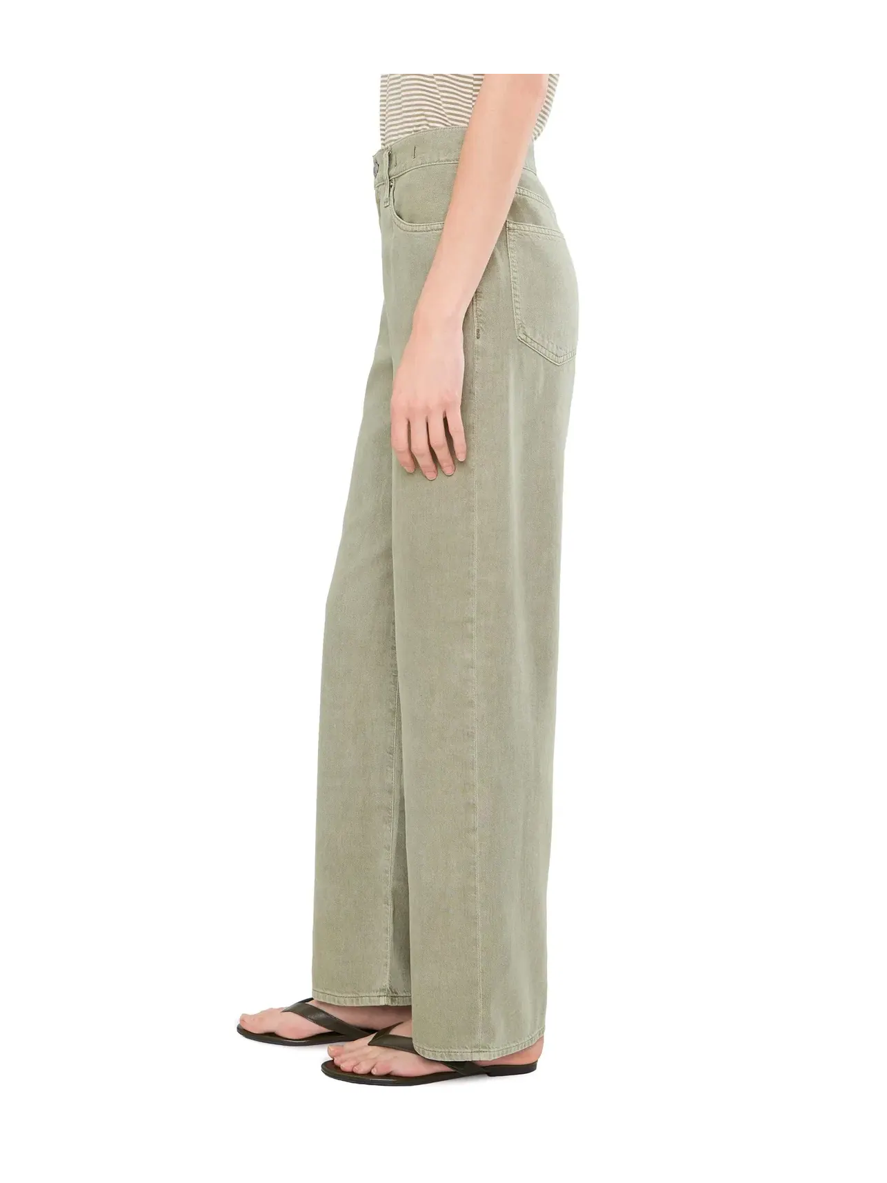 Брюки PV Wide in Airy Chateau Olive Madewell — изображение 3 из 5, оливковый