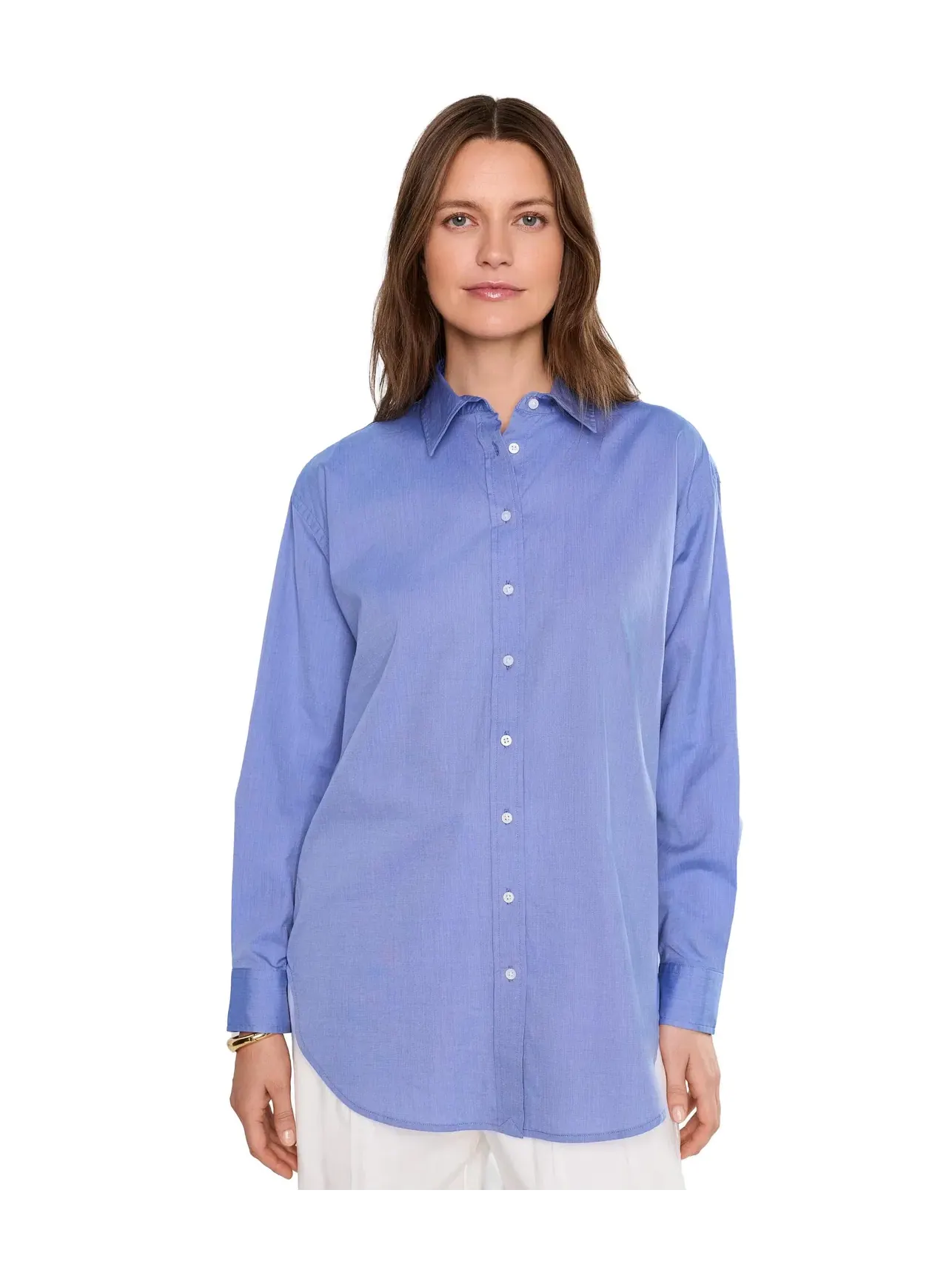 Хлопковая рубашка оверсайз End-On-End Lauren Ralph Lauren — изображение 1 из 5, синий