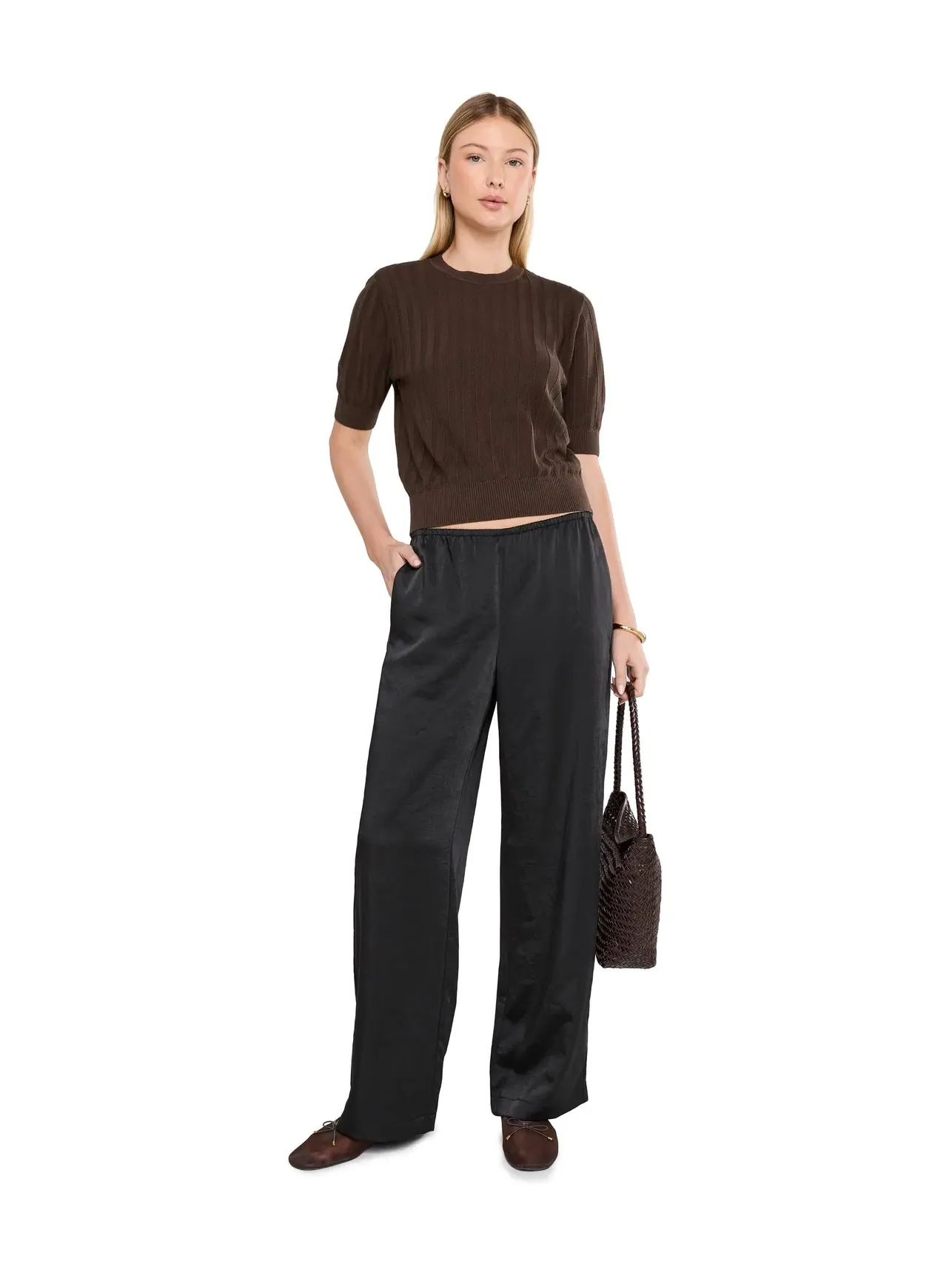 Брюки «Девон» - атласные Madewell — изображение 2 из 5, черный