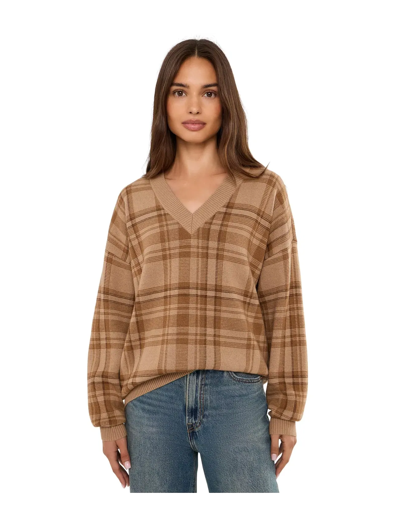Свитер в клетку с V-образным вырезом Lauren Ralph Lauren — изображение 1 из 5, мульти