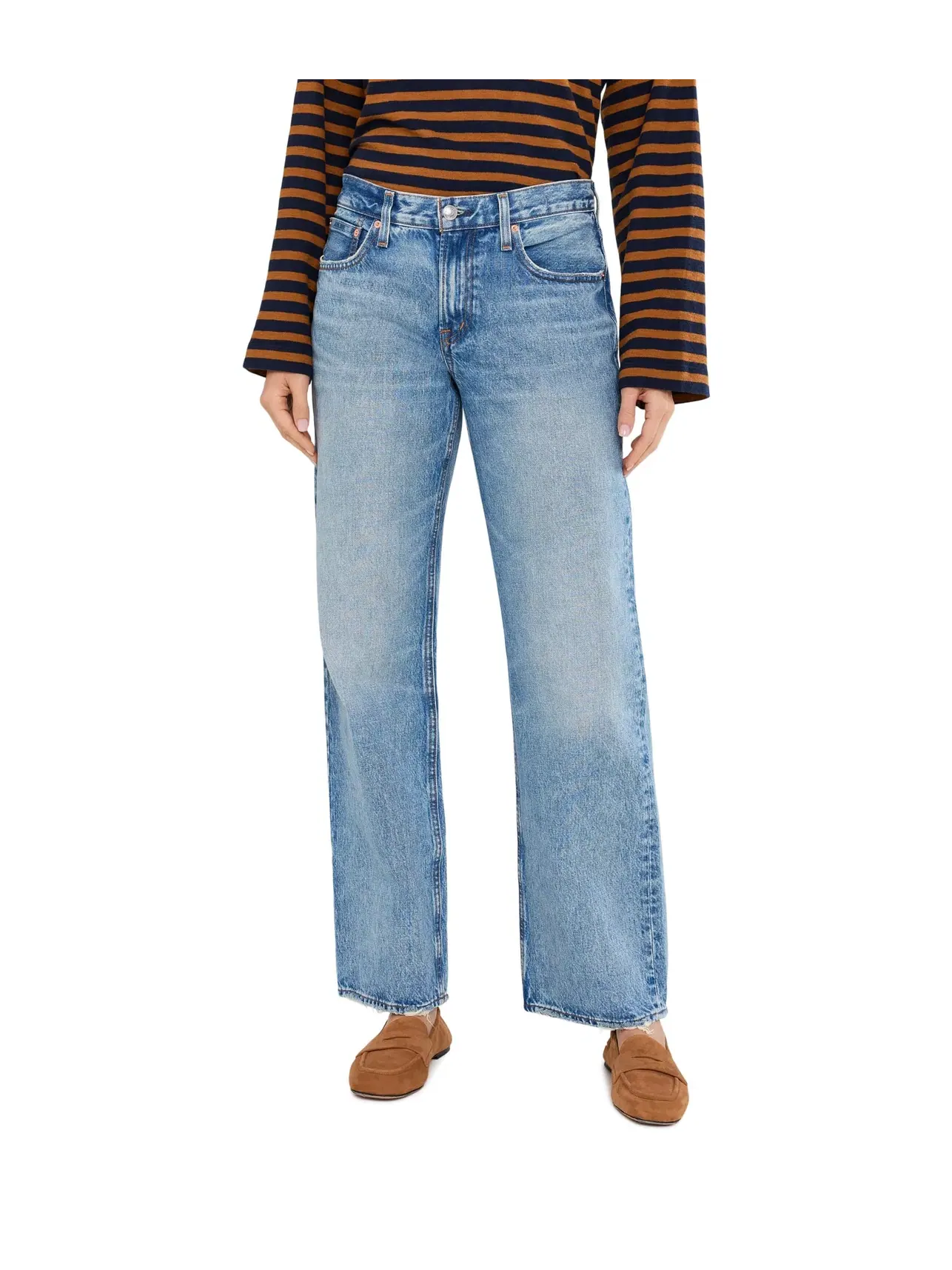 Джинсы свободные с низкой посадкой Low Rise Loose in Raebrook Wash Madewell — изображение 1 из 5, серый