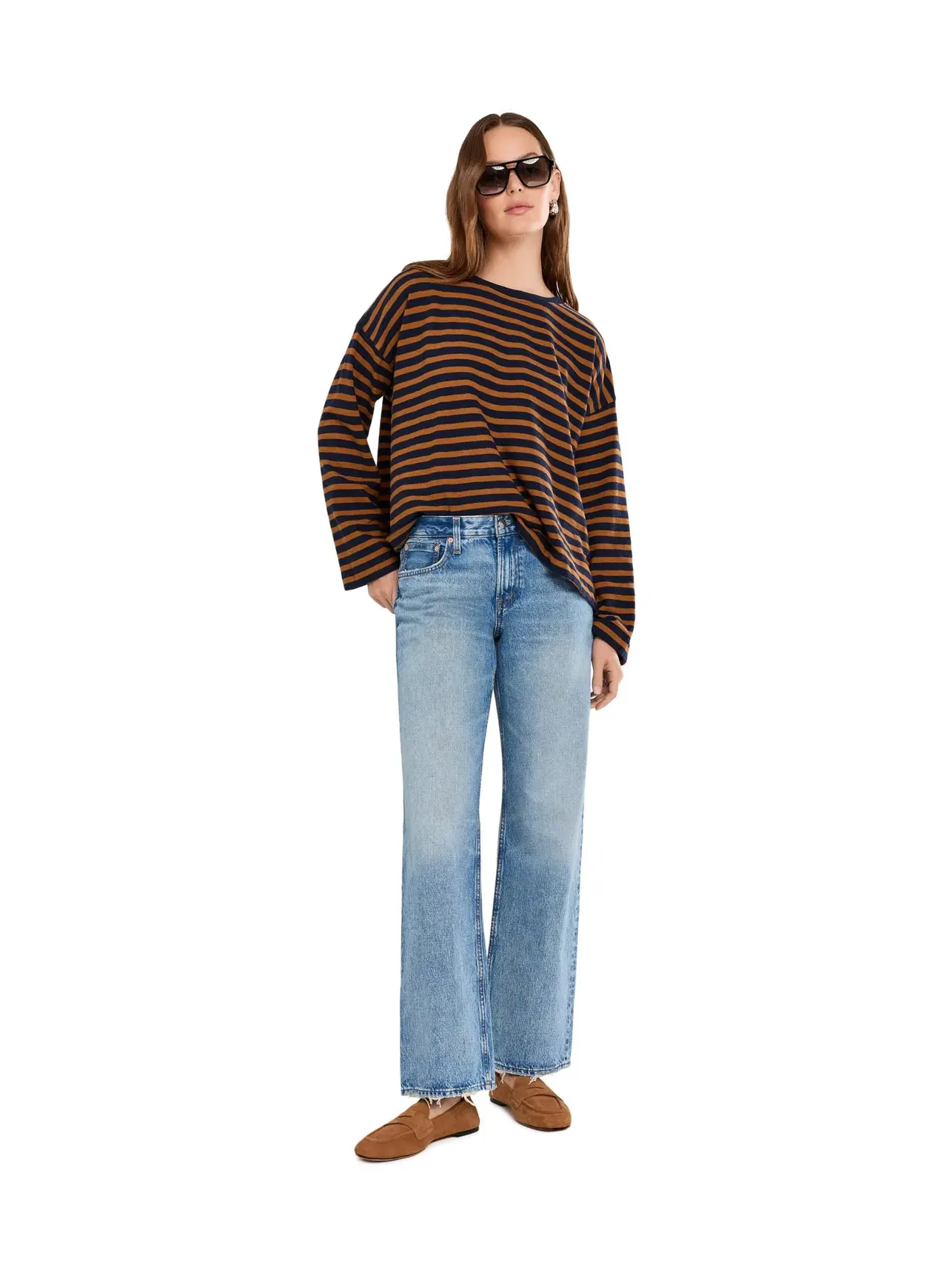 Джинсы свободные с низкой посадкой Low Rise Loose in Raebrook Wash Madewell — изображение 2 из 5, серый