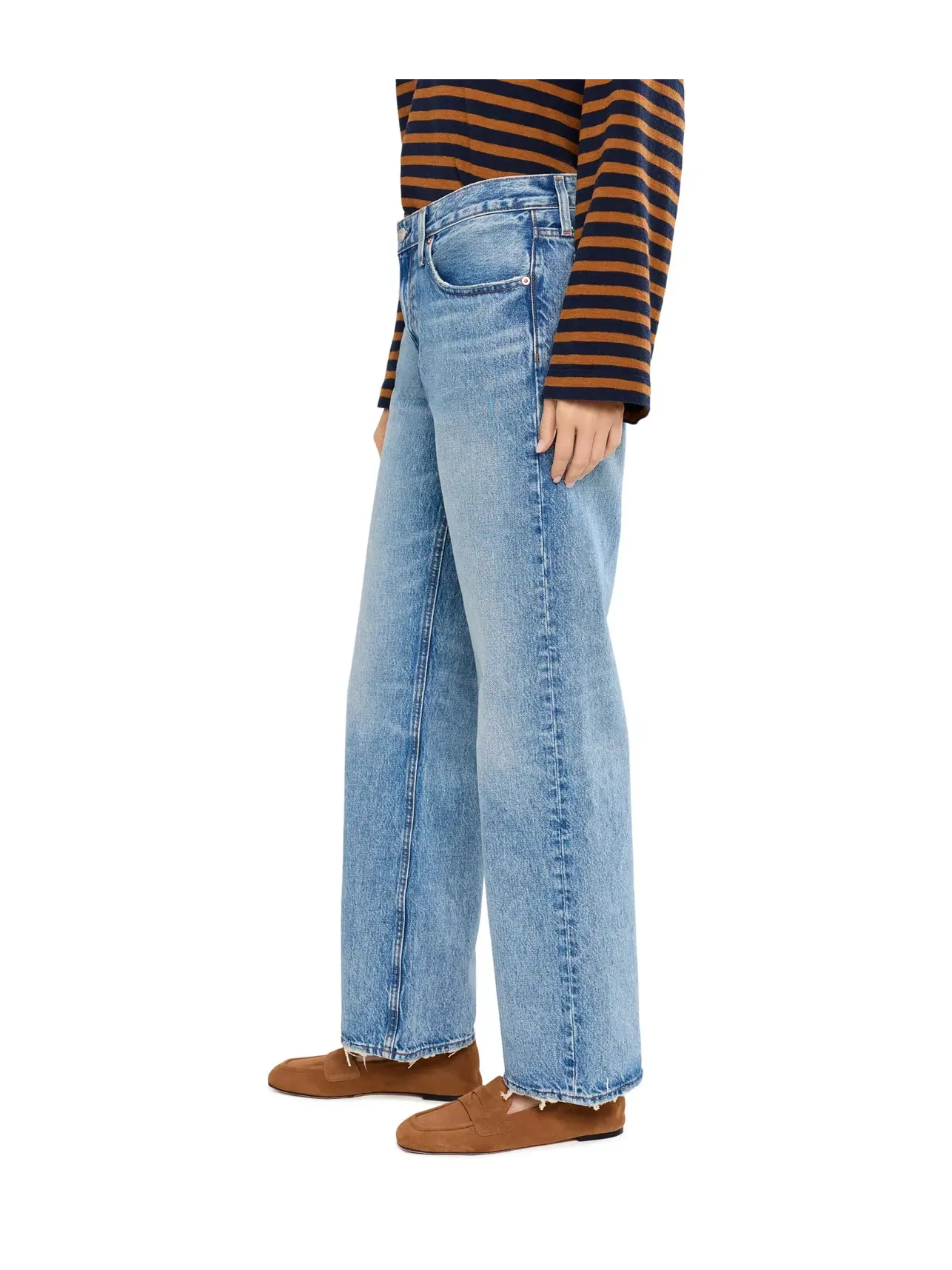 Джинсы свободные с низкой посадкой Low Rise Loose in Raebrook Wash Madewell — изображение 3 из 5, серый