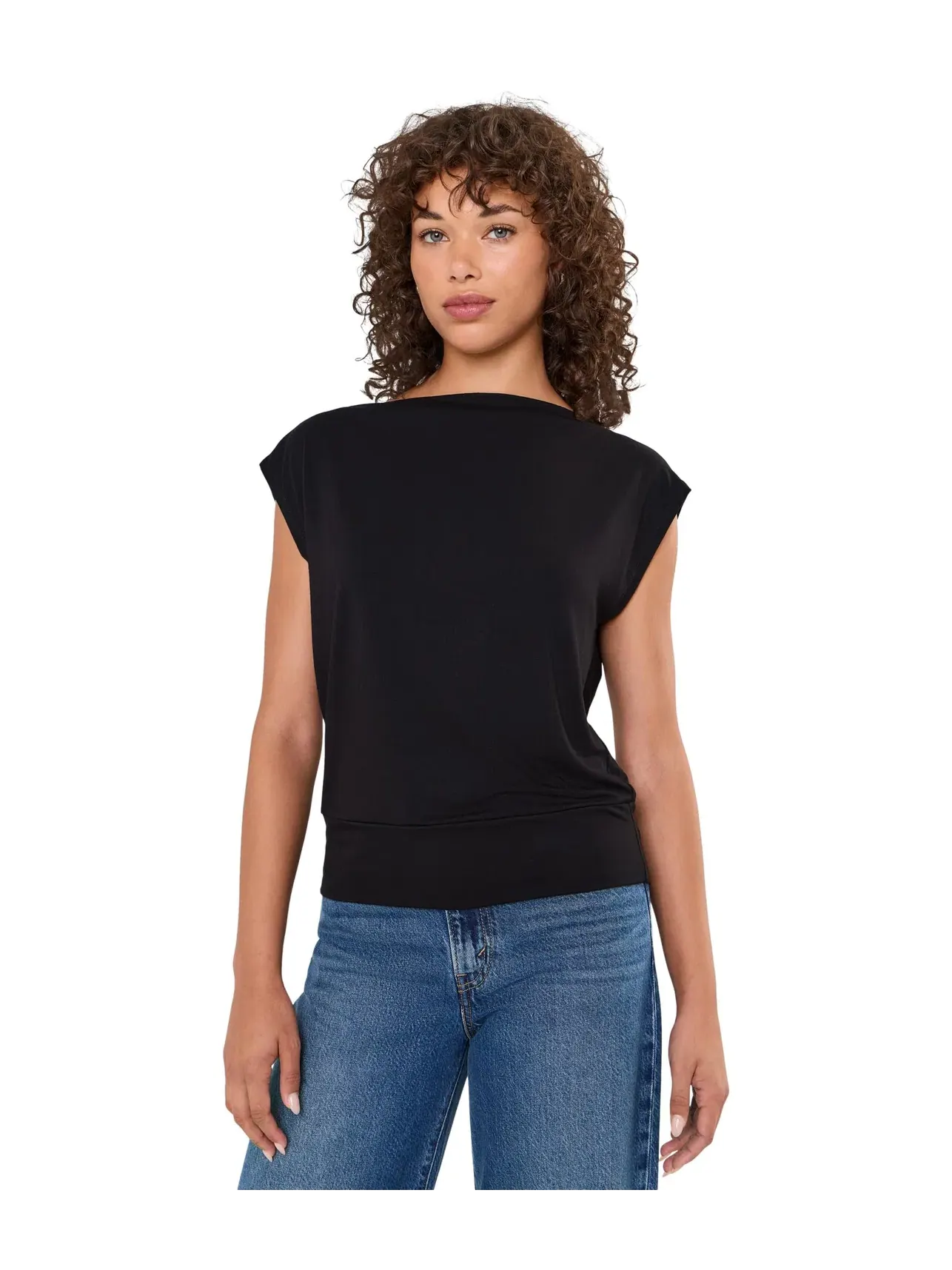 Топ с открытыми плечами и резинкой Ines On-Off Shoulder Banded Top Michael Stars — изображение 1 из 5, черный