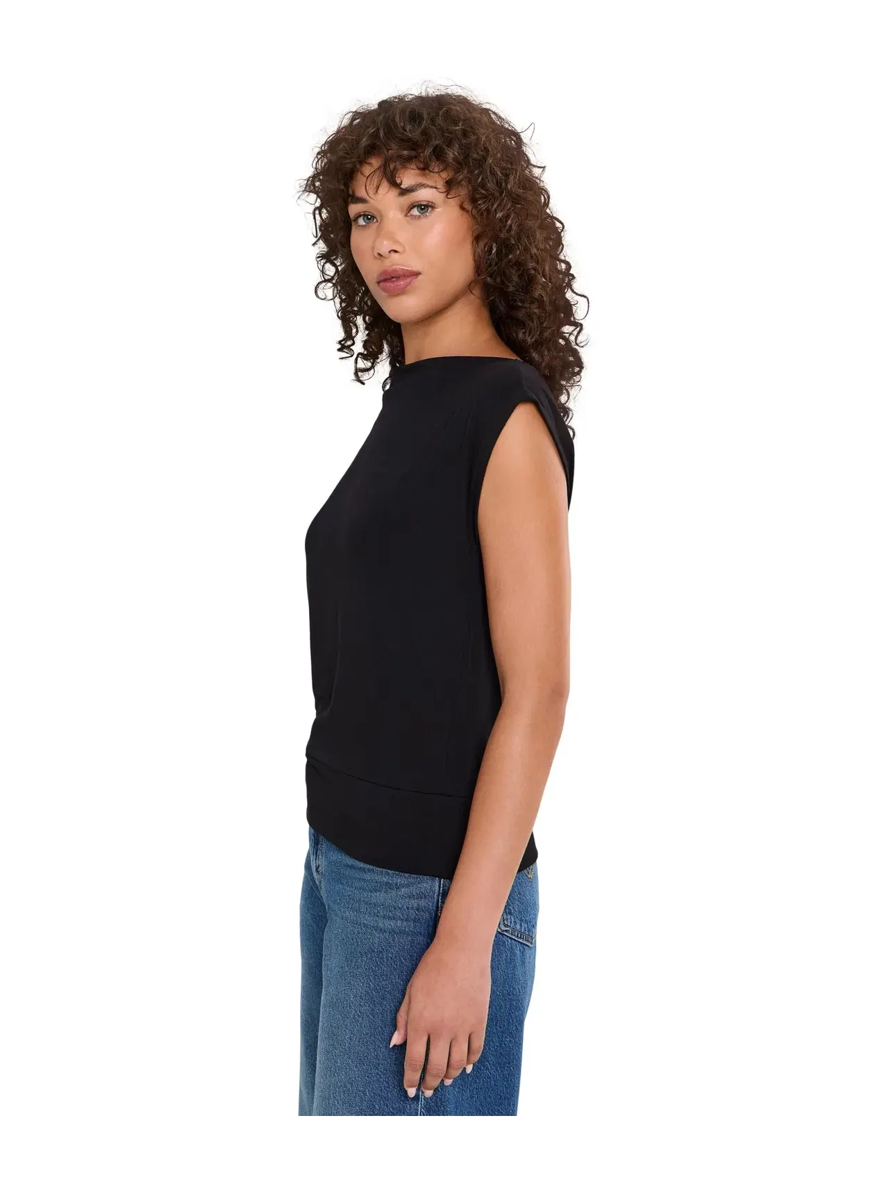 Топ с открытыми плечами и резинкой Ines On-Off Shoulder Banded Top Michael Stars — изображение 3 из 5, черный
