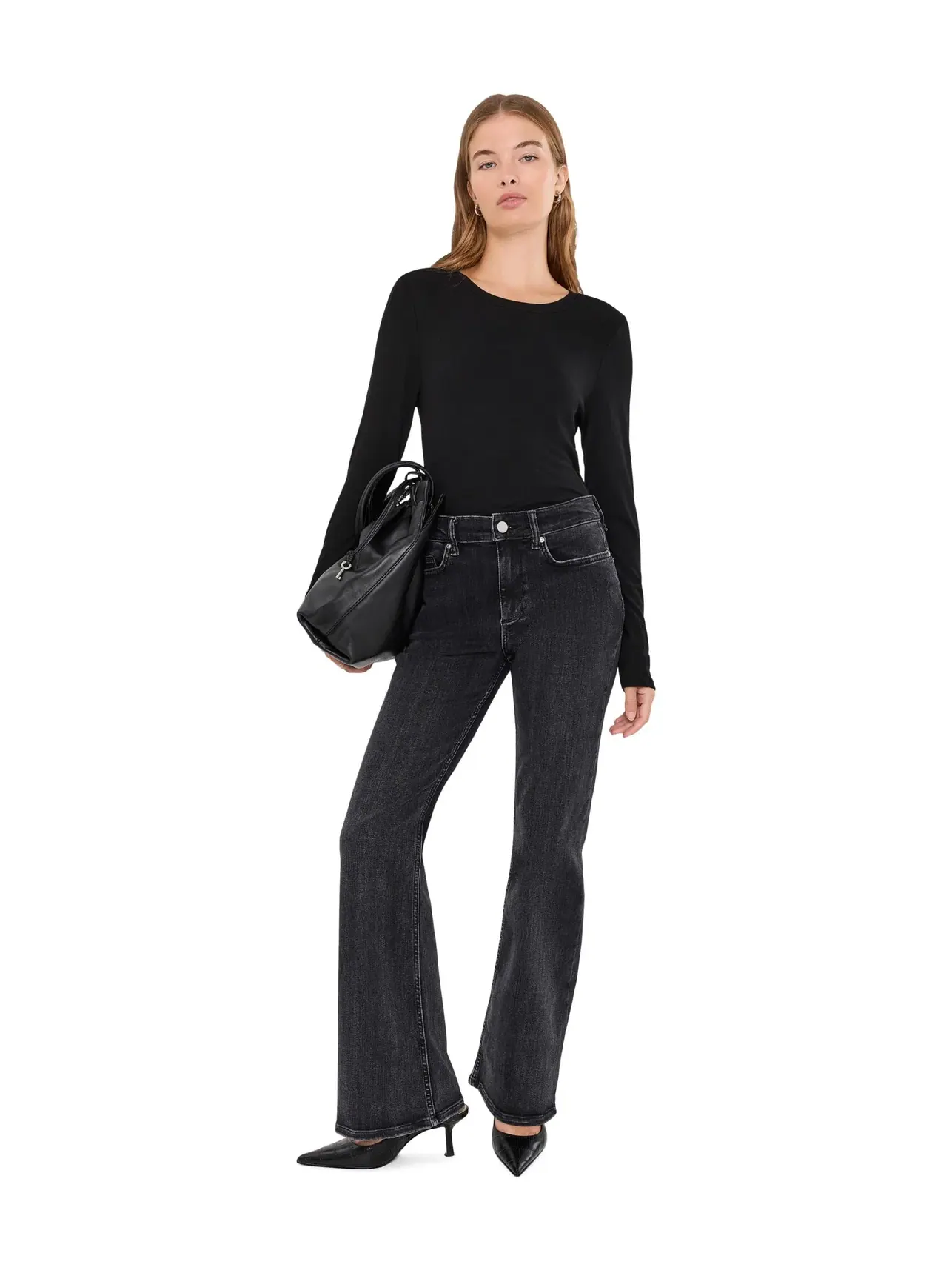 Топ-кроп с круглым вырезом Finn Cropped Crew Neck Michael Stars — изображение 2 из 5, черный
