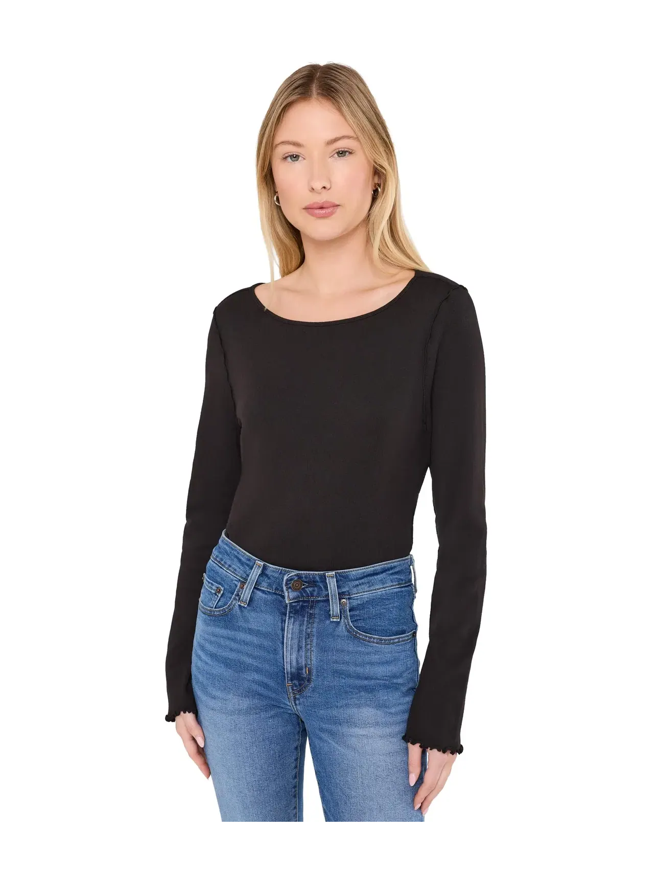 Лонгслив с вырезом лодочка и расклешенными рукавами Kit Flared Sleeve Long Sleeve Boatneck Michael Stars — изображение 1 из 5