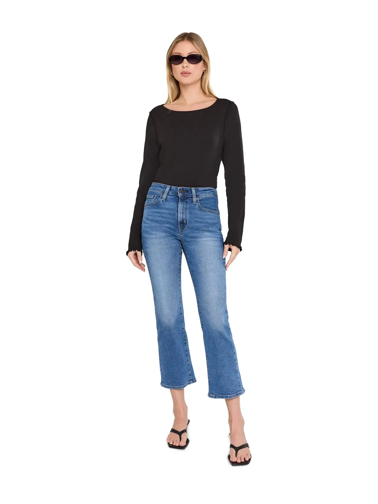 Лонгслив с вырезом лодочка и расклешенными рукавами Kit Flared Sleeve Long Sleeve Boatneck Michael Stars — изображение 2 из 5