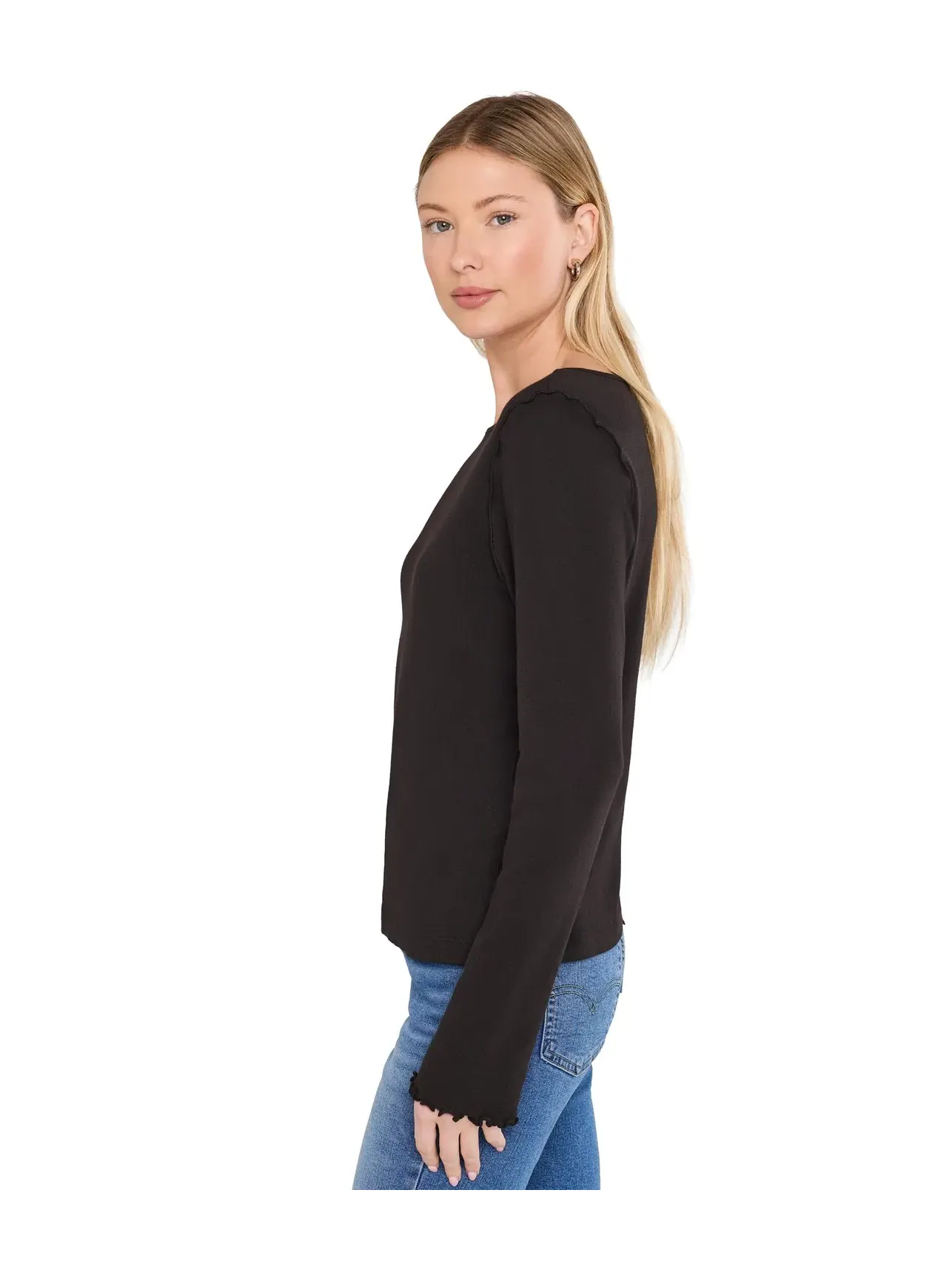 Лонгслив с вырезом лодочка и расклешенными рукавами Kit Flared Sleeve Long Sleeve Boatneck Michael Stars — изображение 3 из 5
