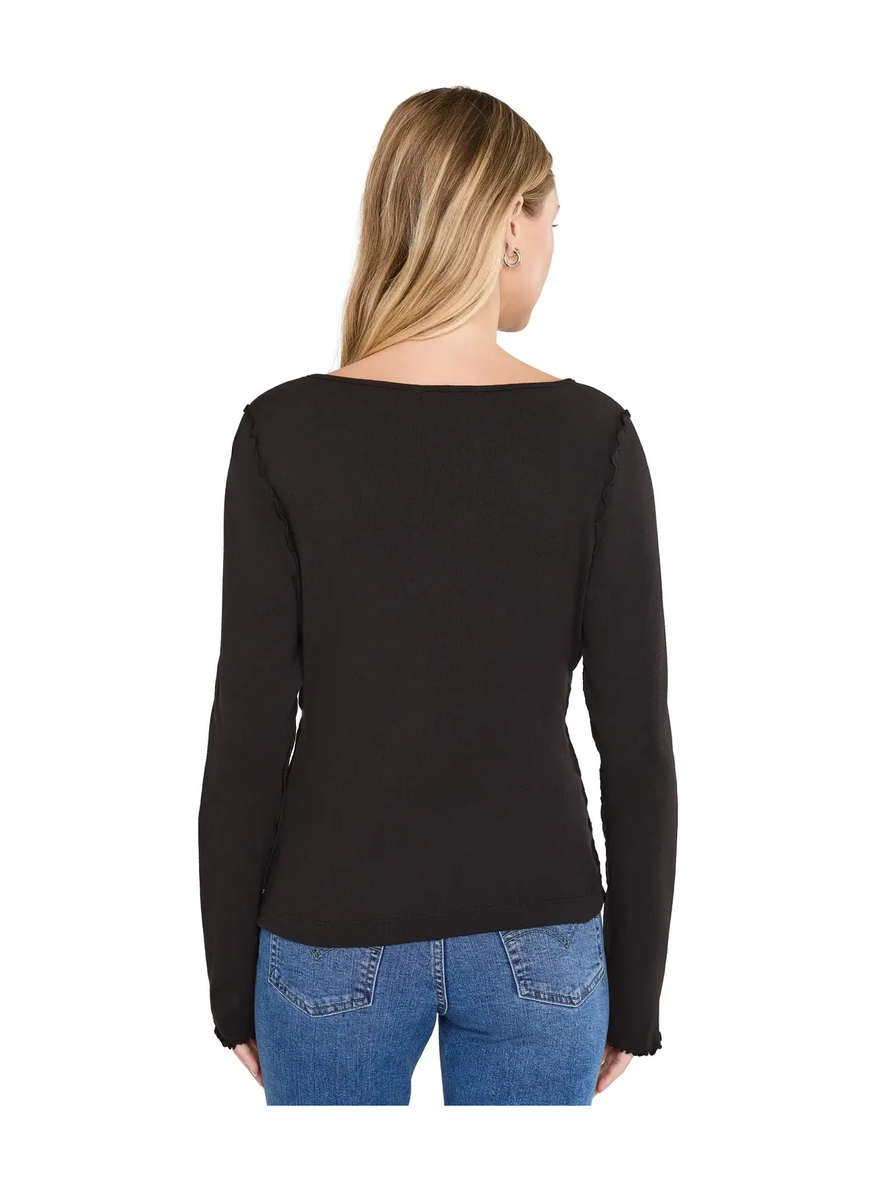 Лонгслив с вырезом лодочка и расклешенными рукавами Kit Flared Sleeve Long Sleeve Boatneck Michael Stars — изображение 4 из 5