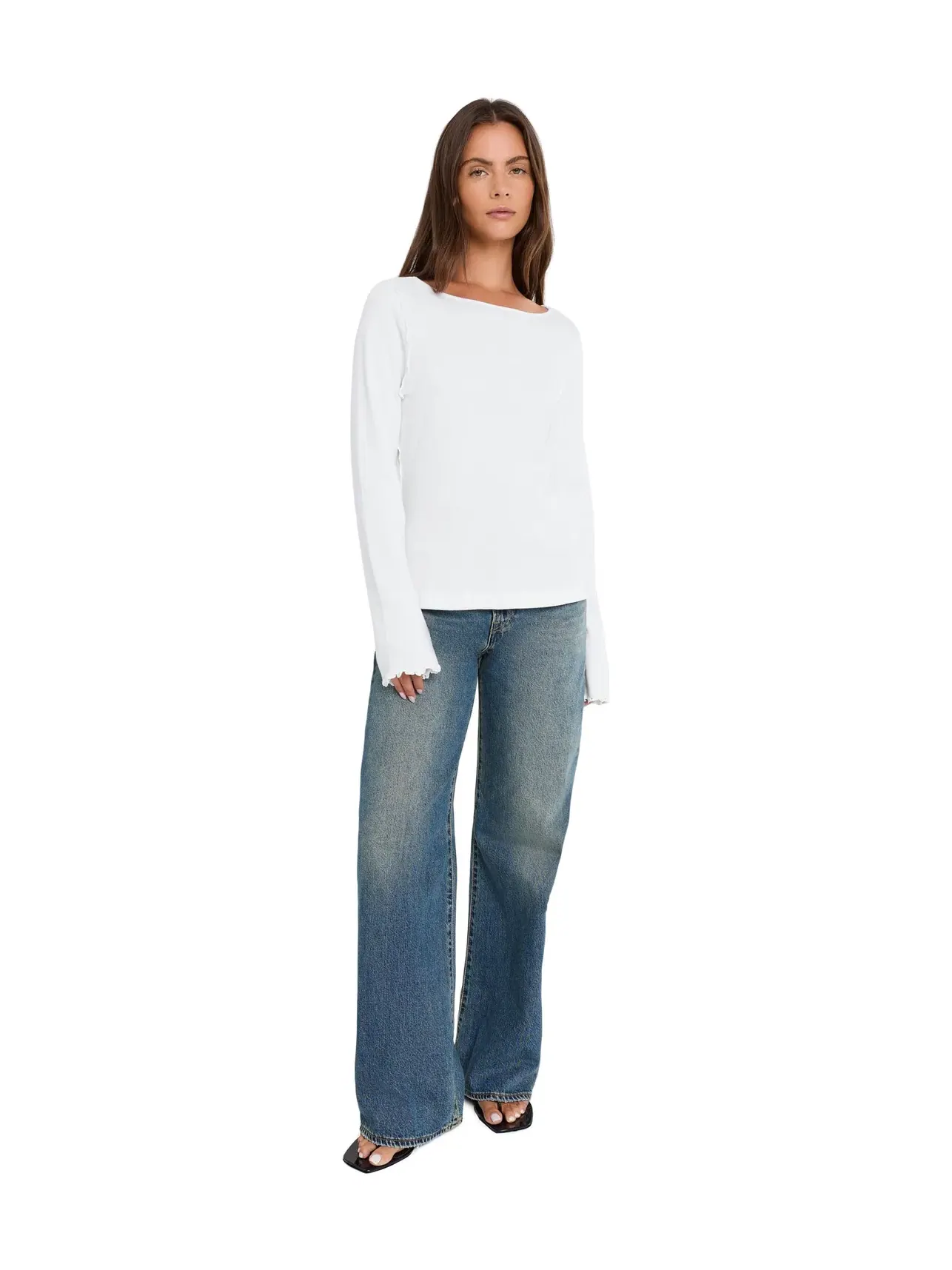 Лонгслив с вырезом лодочка и расклешенными рукавами Kit Flared Sleeve Long Sleeve Boatneck Michael Stars — изображение 2 из 5