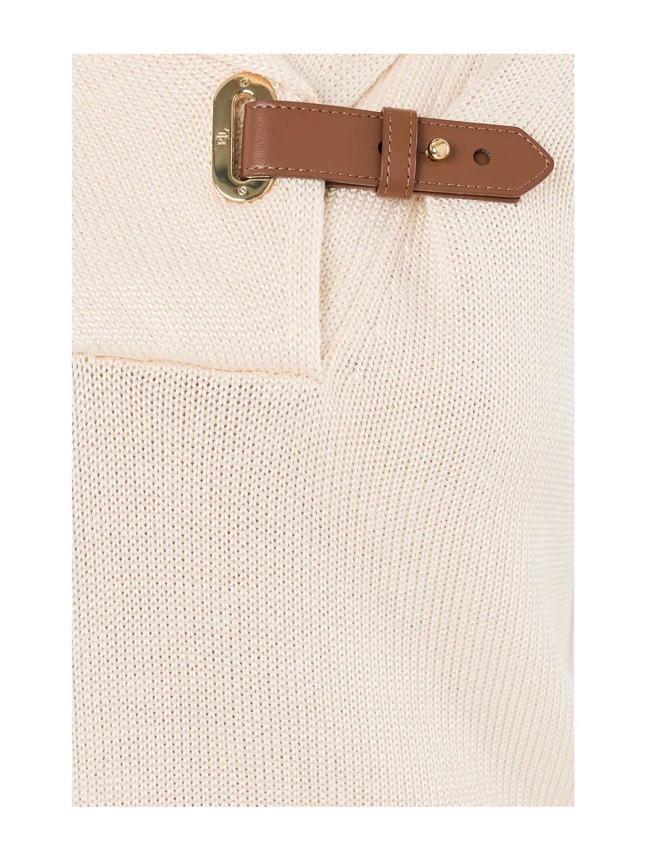 Небольшой свитер из смесовой хлопковой ткани с пряжкой Lauren Ralph Lauren — изображение 5 из 5, кремовый