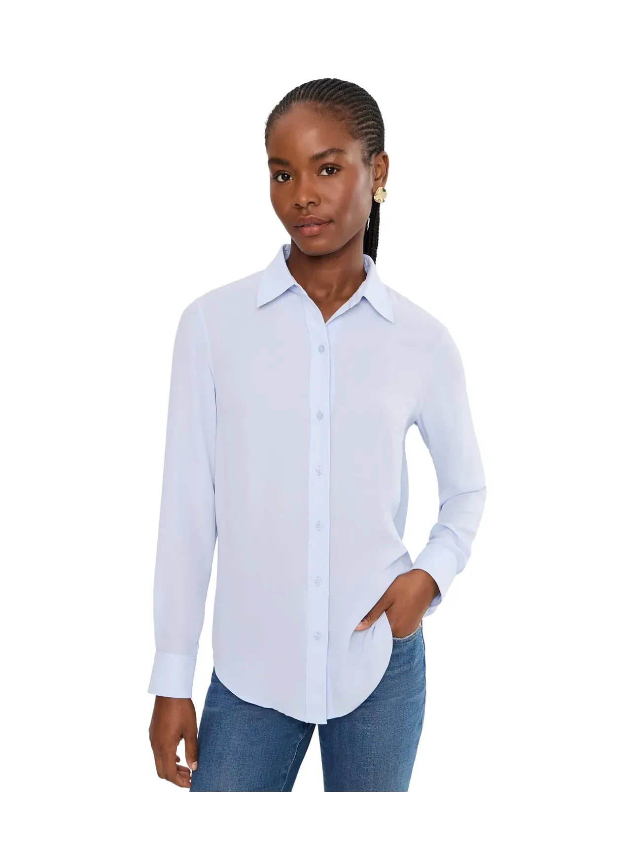 Классическая рубашка из жоржета Lauren Ralph Lauren — изображение 1 из 5, синий
