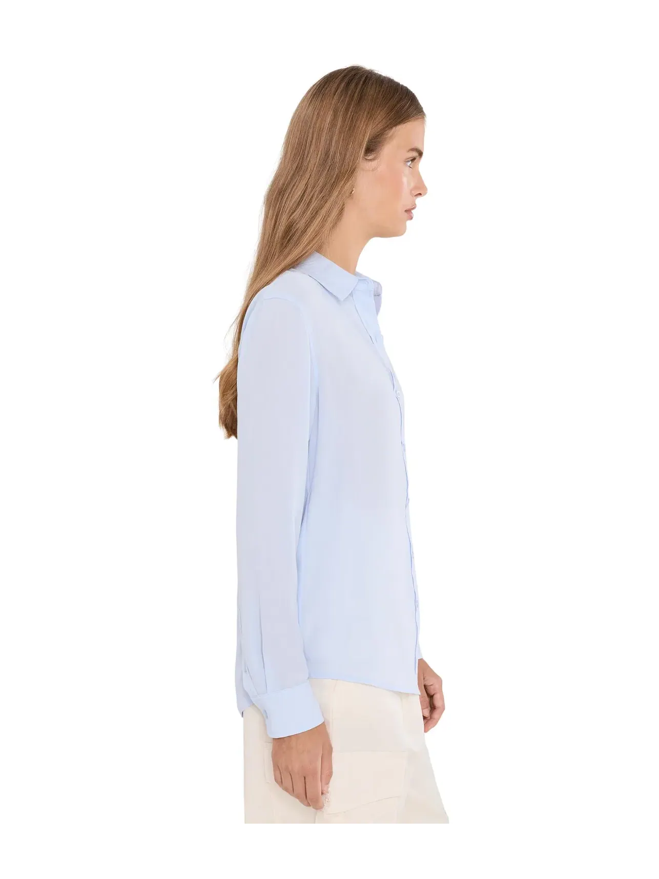 Рубашка из жоржета классического кроя для невысоких девушек Lauren Ralph Lauren — изображение 3 из 5, синий