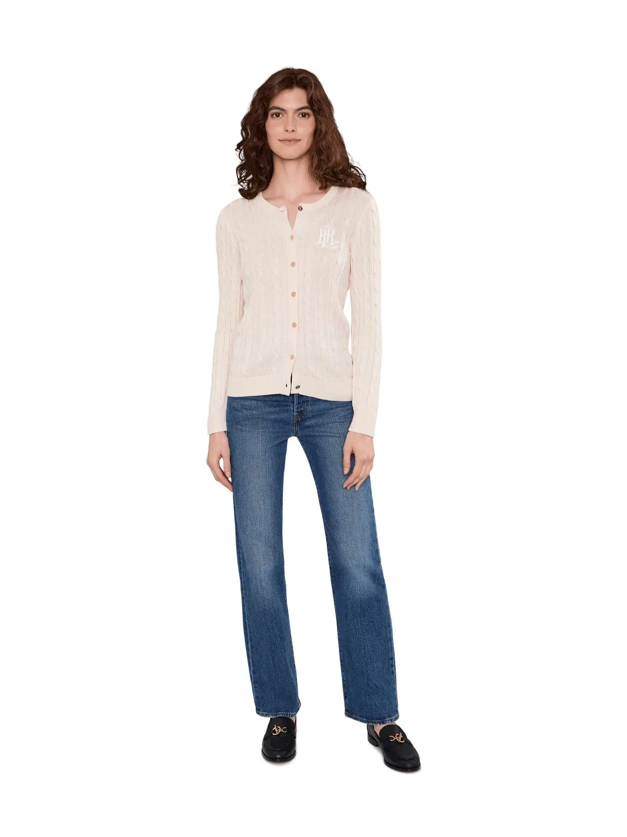 Кардиган из хлопковой смеси с косами Lauren Ralph Lauren — изображение 2 из 5, кремовый