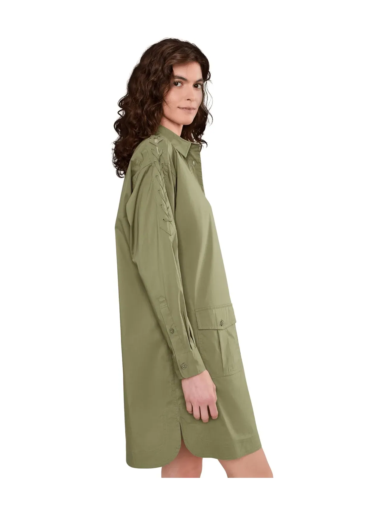 Платье-рубашка из хлопковой смеси со шнуровкой Lauren Ralph Lauren — изображение 3 из 5, агава