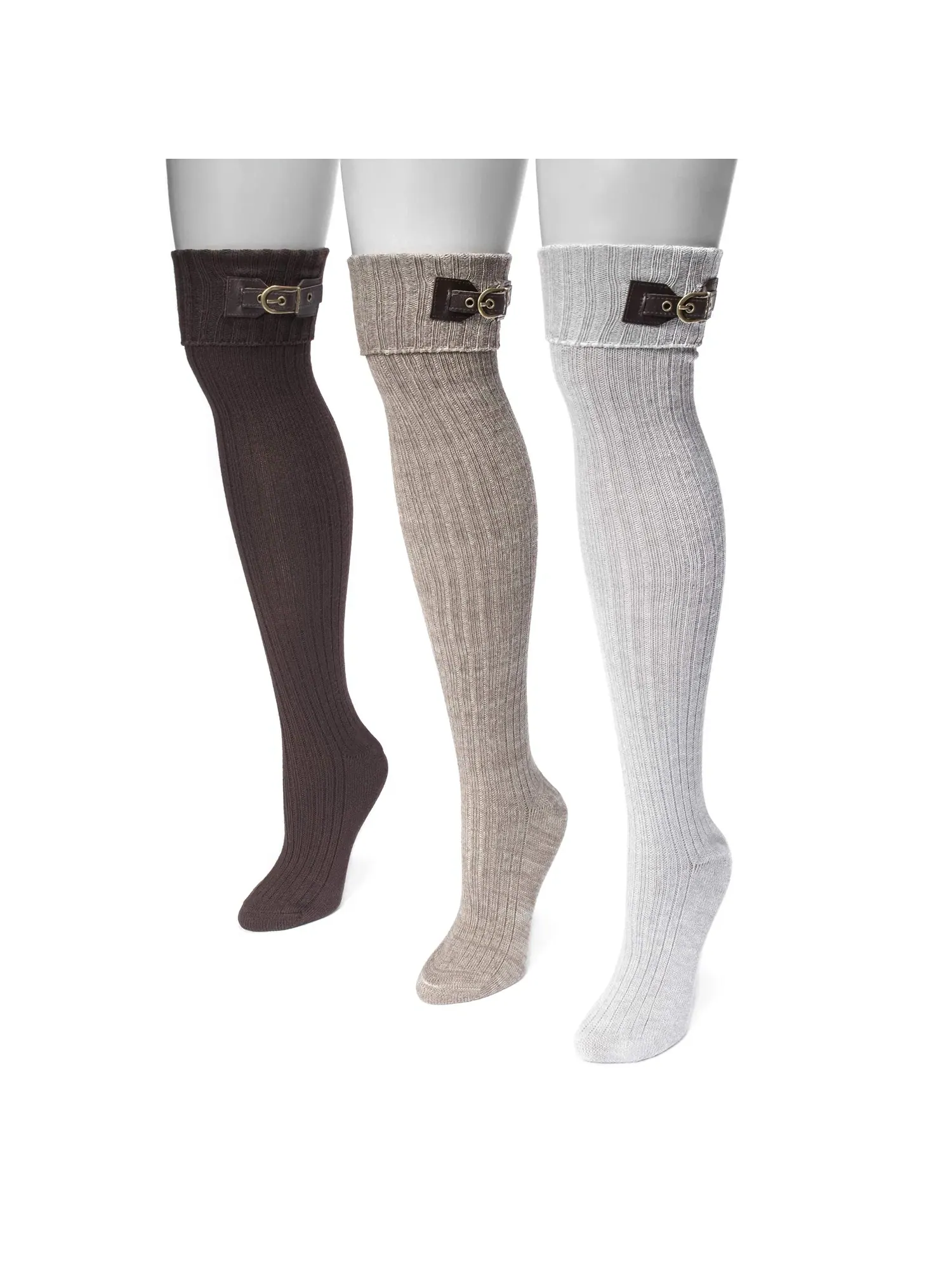 Носки до колена с пряжкой и манжетой S Women's 3 Pair Buckle Cuff Over The Knee Socks Muk Luks — изображение 1 из 1